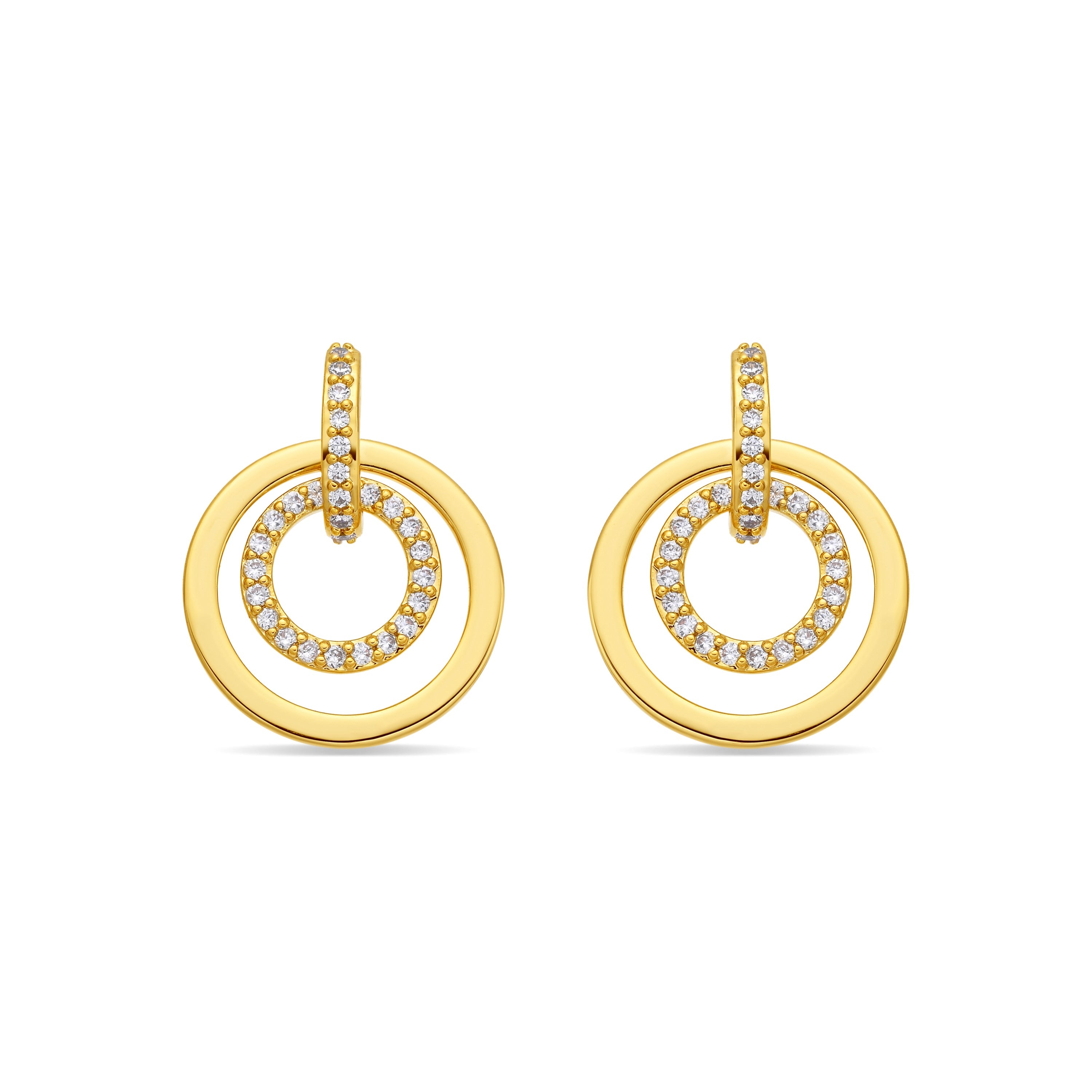 18k Yellow Gold Plated Brilliant Zirconia Earrings - Nahio