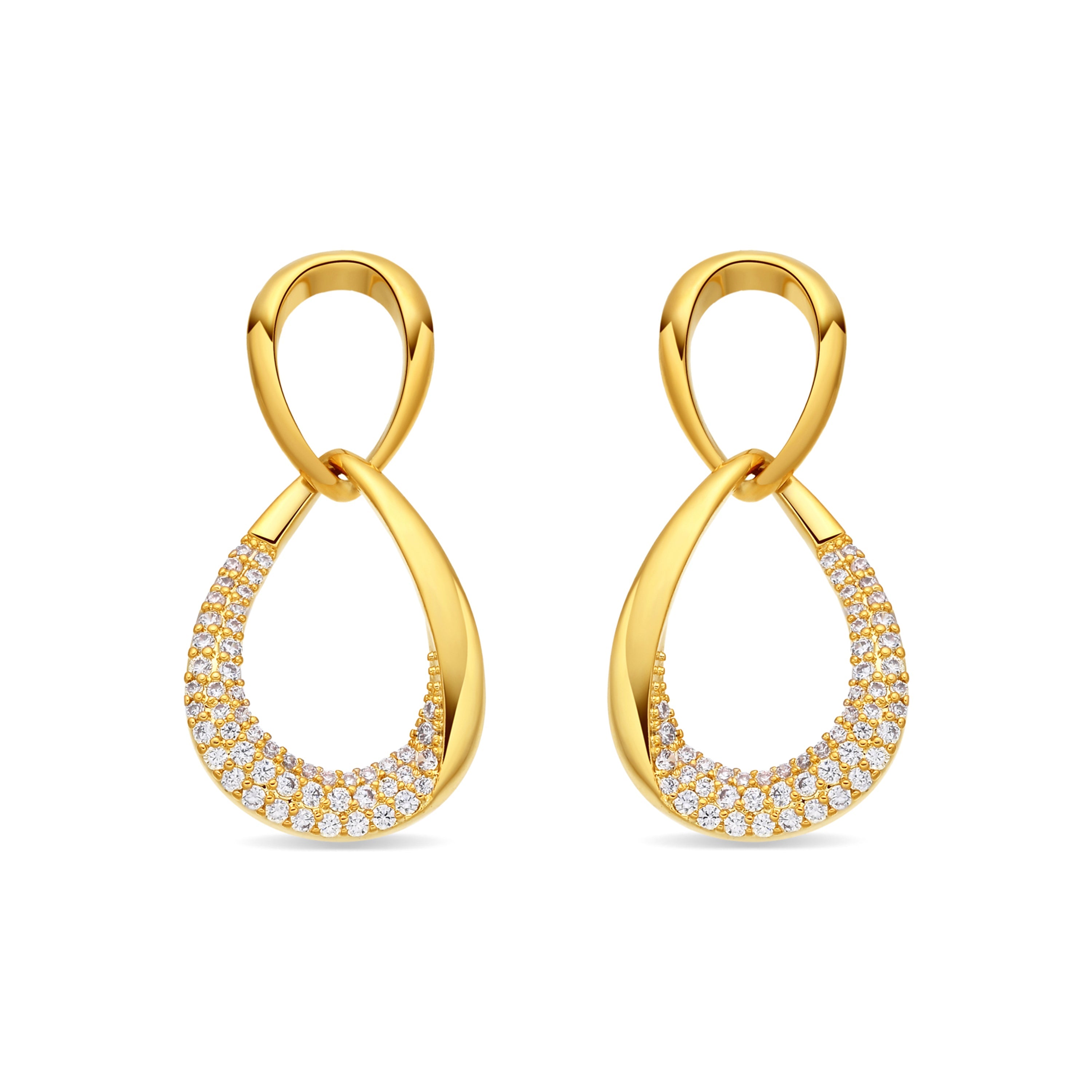 18k Yellow Gold Finish Brilliant Zirconia Earrings - Syroth