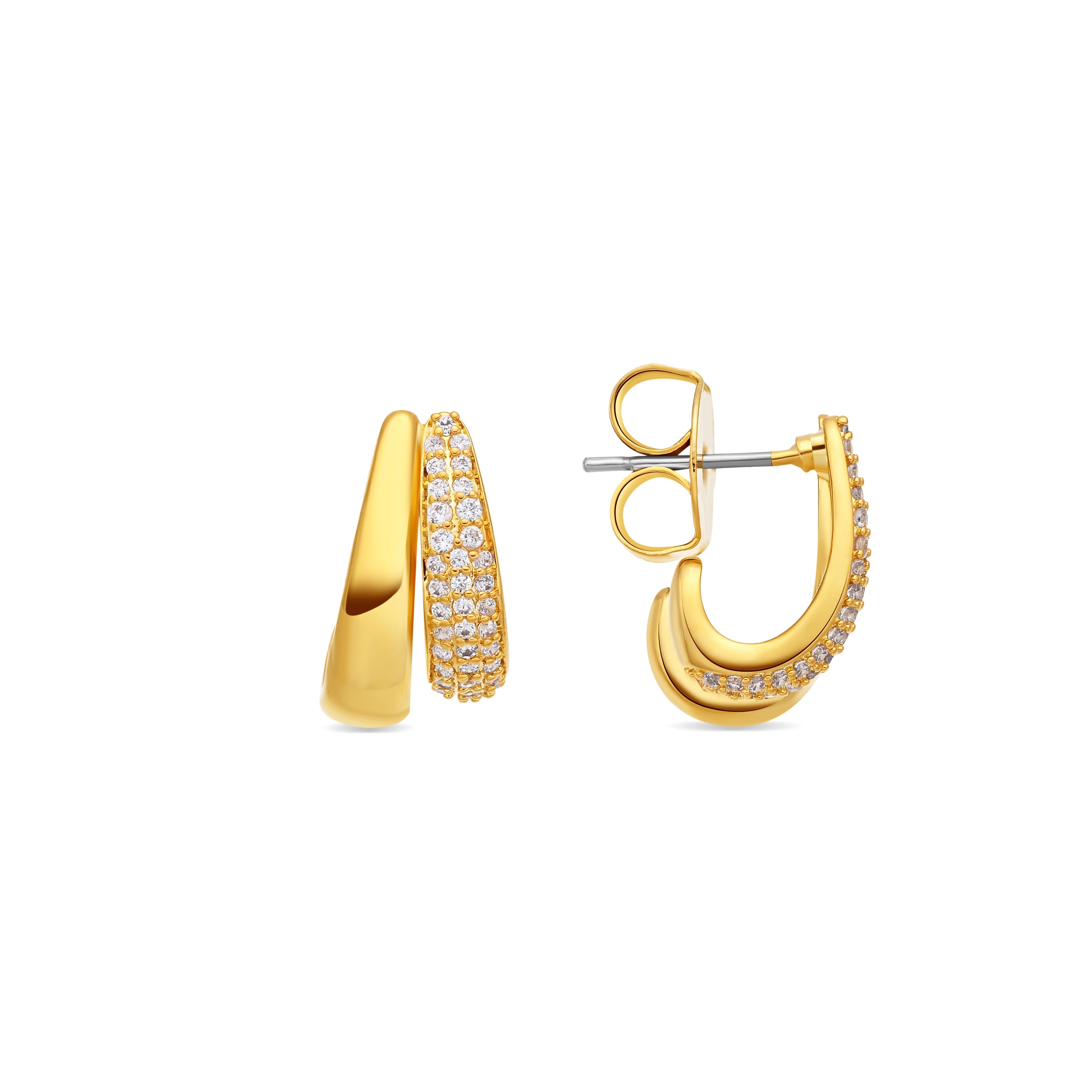 Brilliant Cubic Zirconia Earrings, 18k Yellow Gold Plated - Sadani