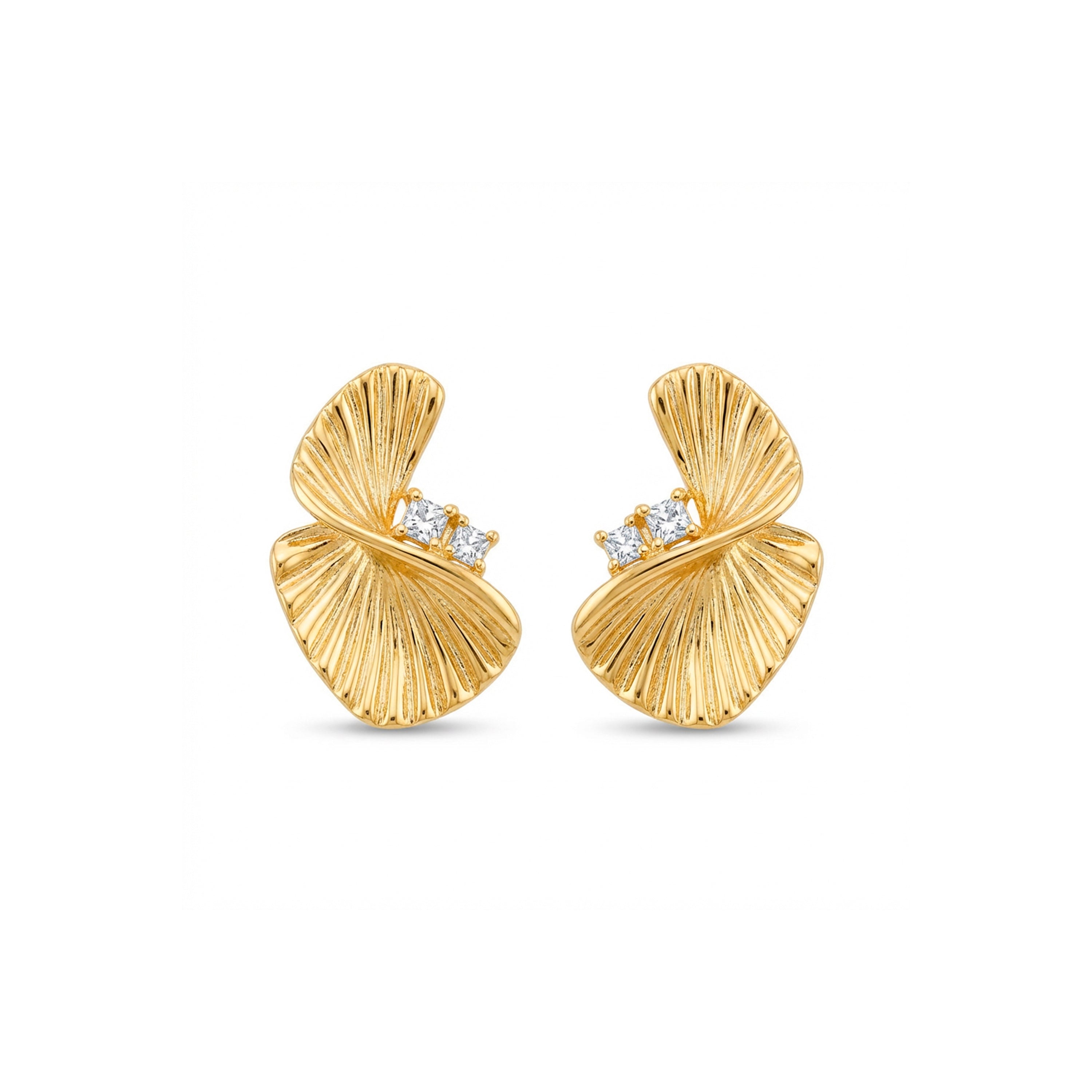 Sparkling Zirconia Earrings, 18k yellow gold finish - Pemier