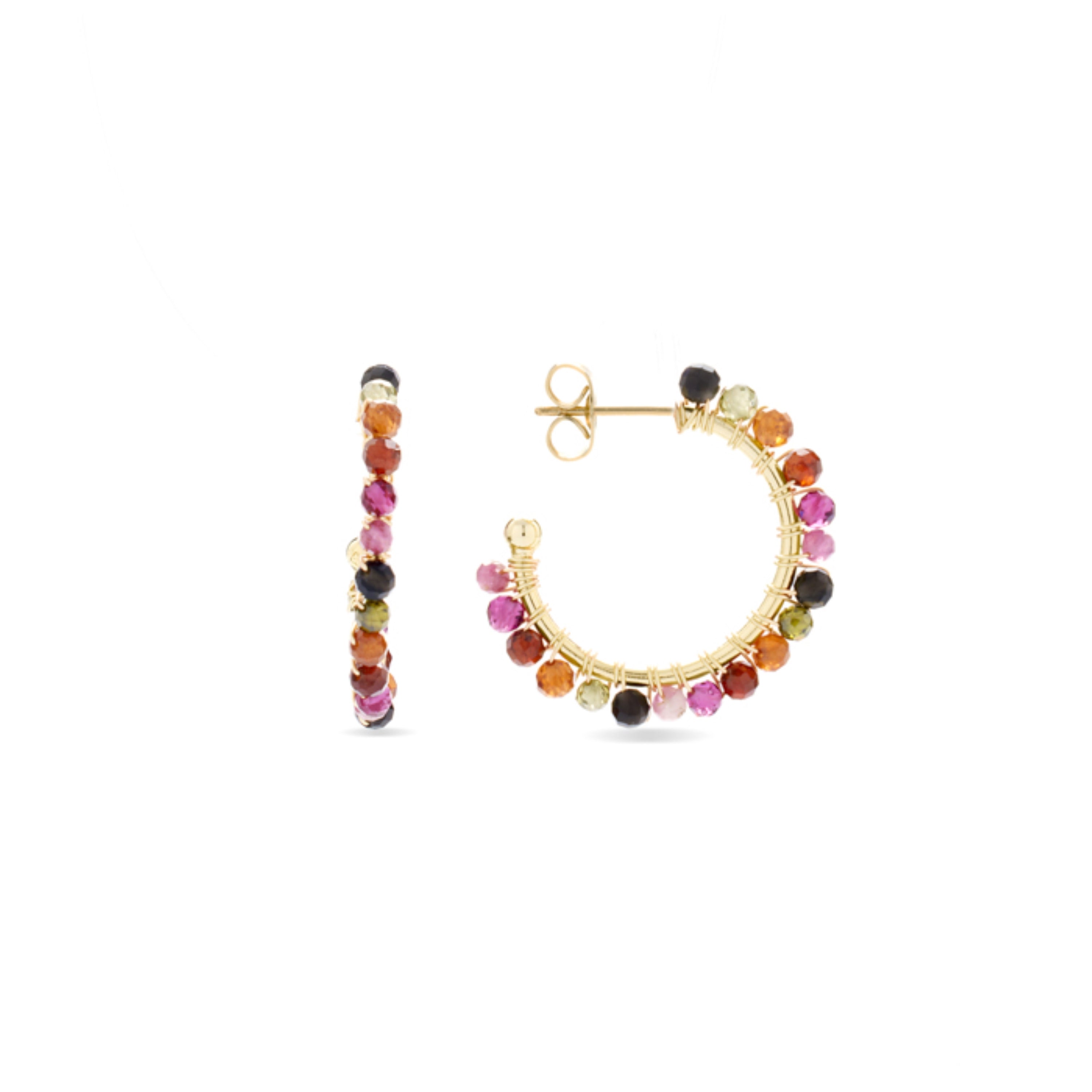 Multicolor Tourmaline Earrings Finished in 18K Yellow Gold - Aiel