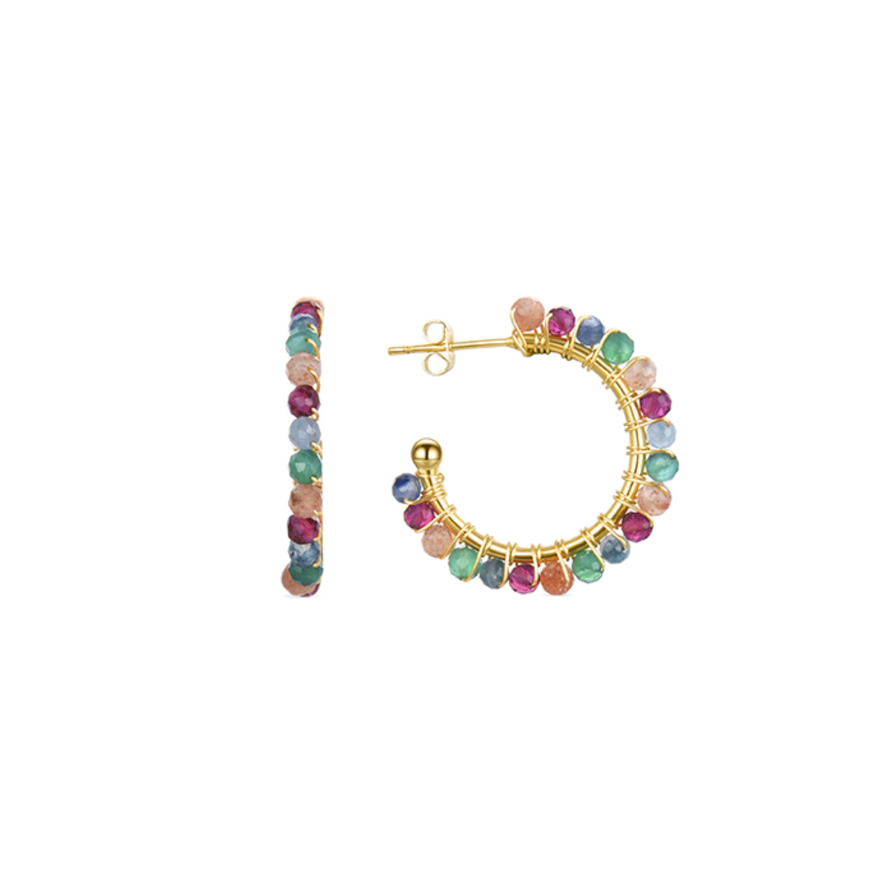 Multicolored Crystal Earrings finished in 18K yellow gold - Aiel