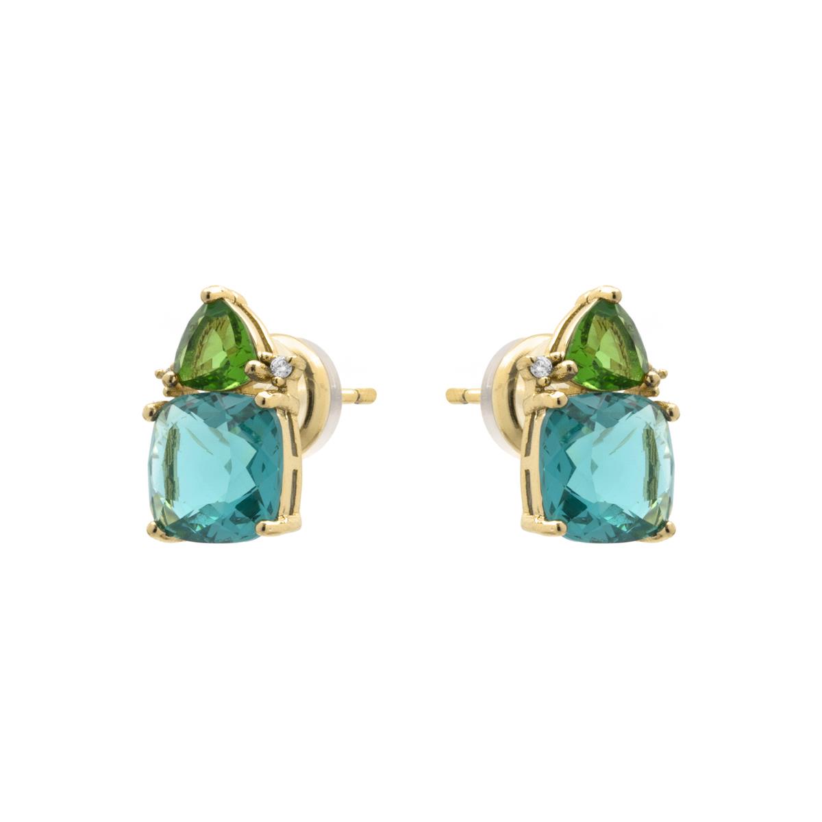 Paraiba Green Hydrothermal Quartz Earrings in 18k Yellow Gold Finish - Ilkan
