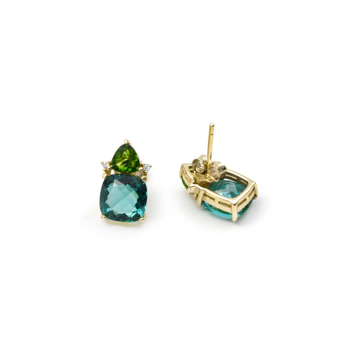 Paraiba Green Hydrothermal Quartz Earrings in 18k Yellow Gold Finish - Ilkan
