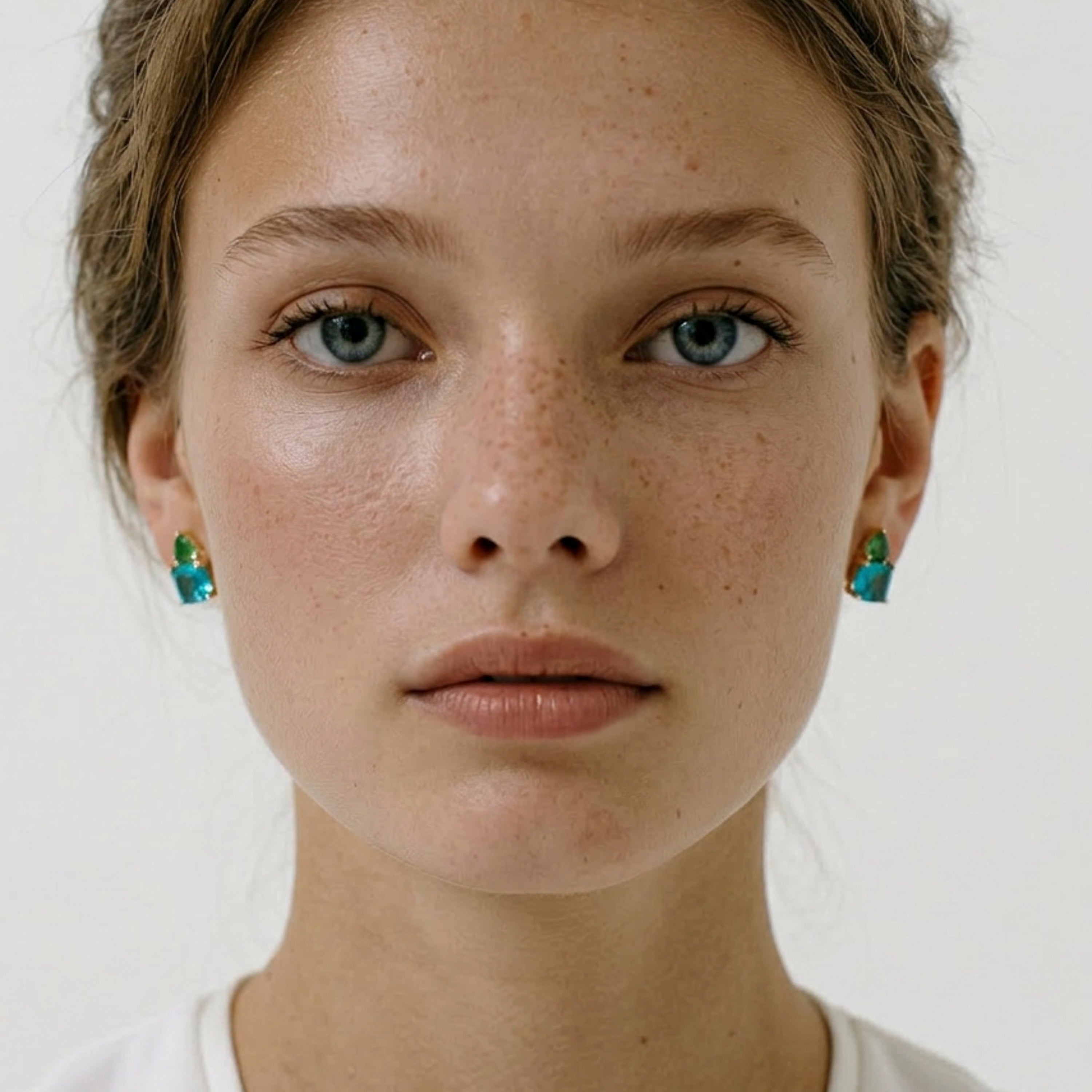 Paraiba Green Hydrothermal Quartz Earrings in 18k Yellow Gold Finish - Ilkan