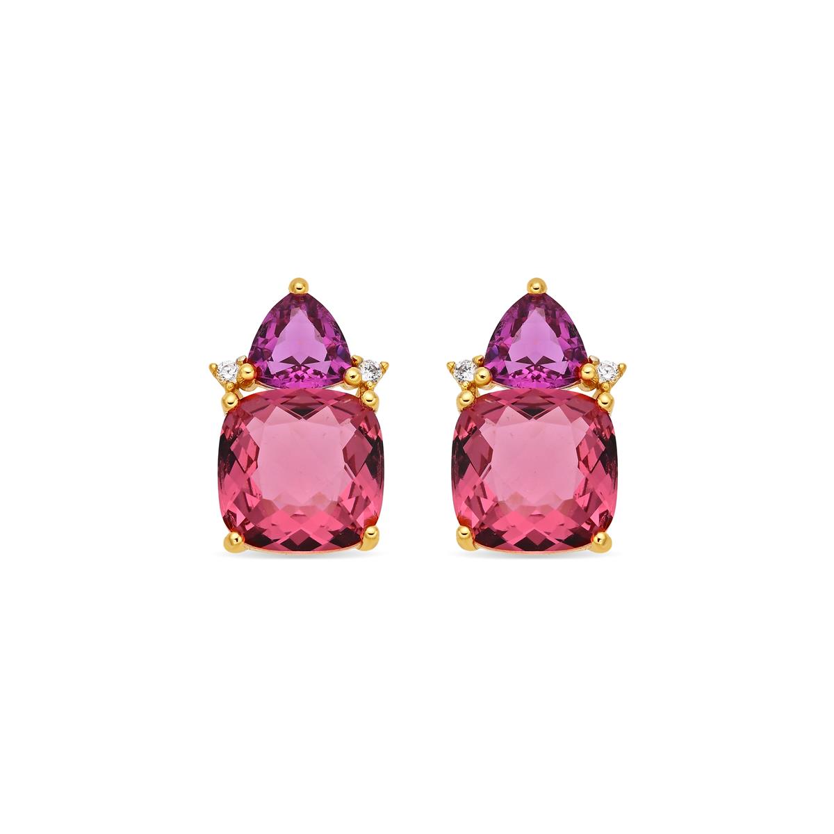 18k yellow gold-plated Hydrothermal Rose Quartz earrings - Ilkan