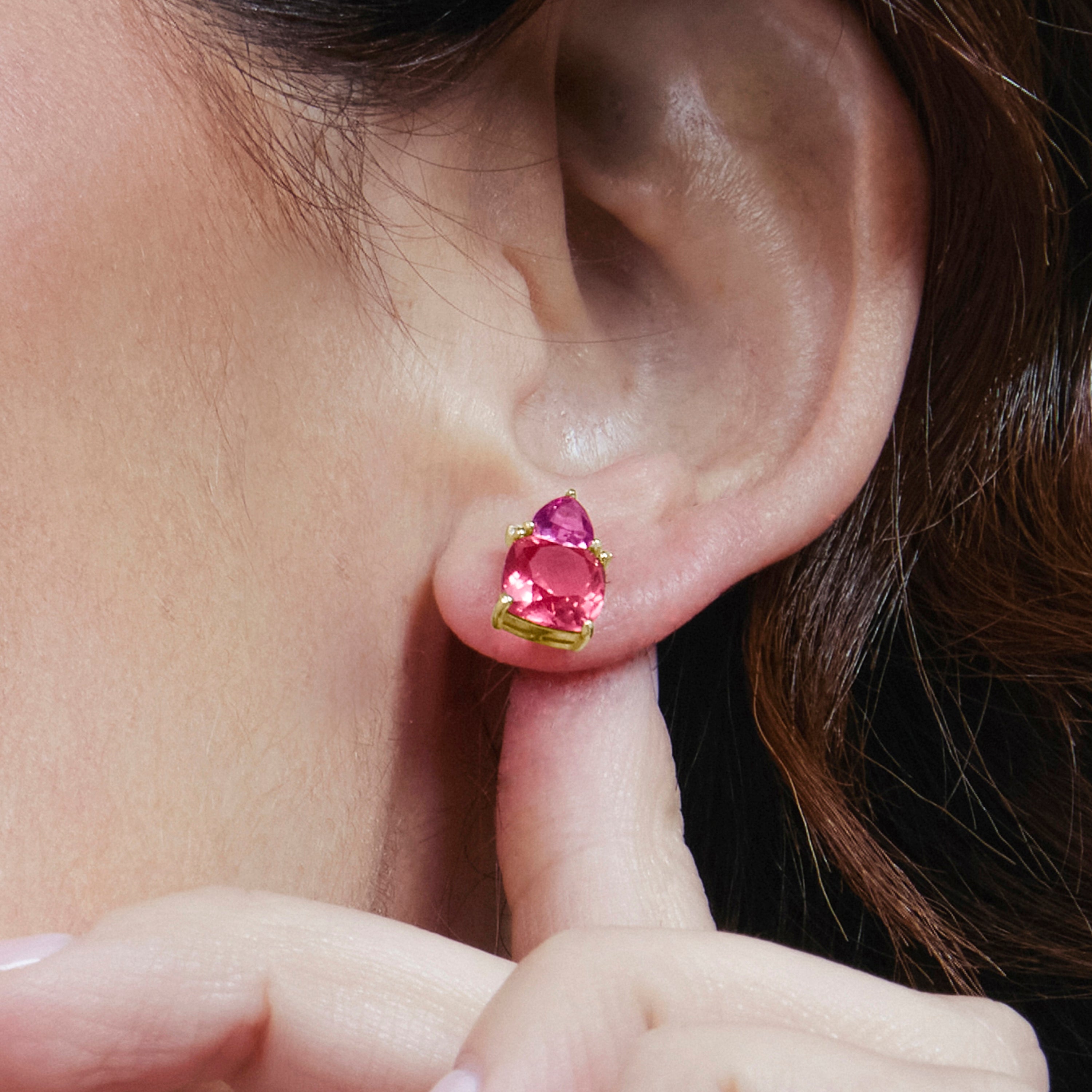 18k yellow gold-plated Hydrothermal Rose Quartz earrings - Ilkan
