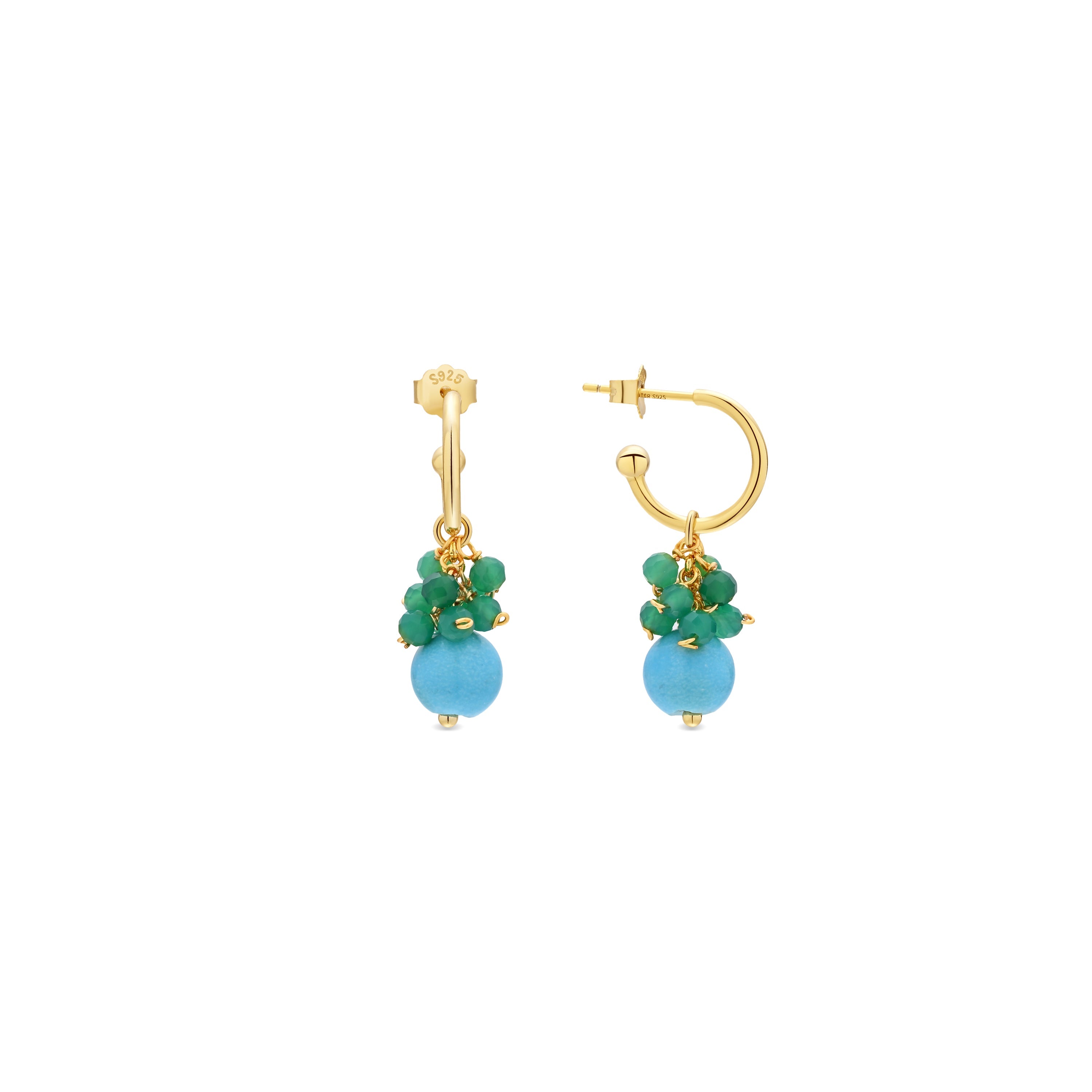 Turquoise earrings with 18k yellow gold finish - Kangel