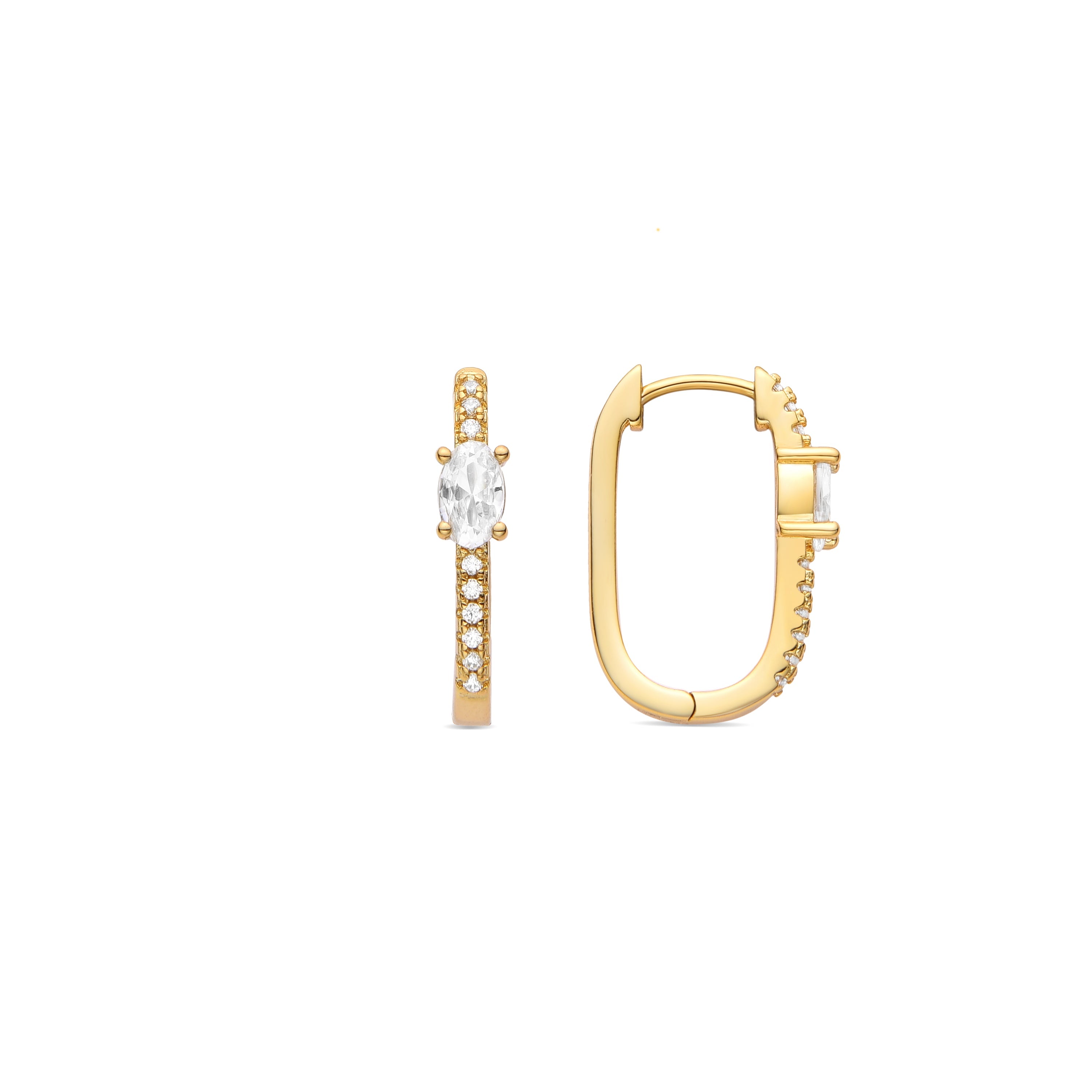 Brilliant Zirconia Earrings Finished in 18K Yellow Gold - Tiskah