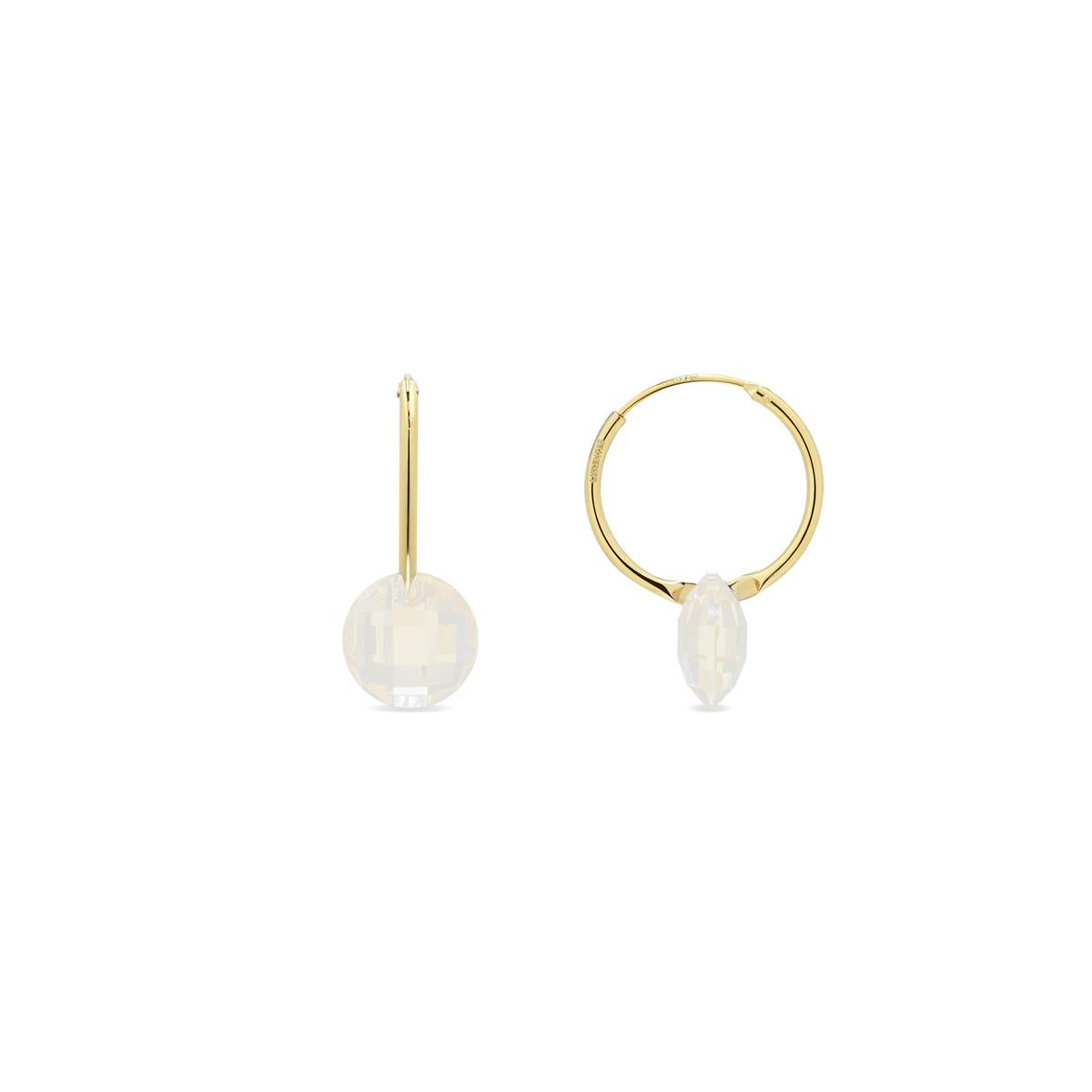 18k Yellow Gold Finished White Mother-of-Pearl Earrings - Jafam