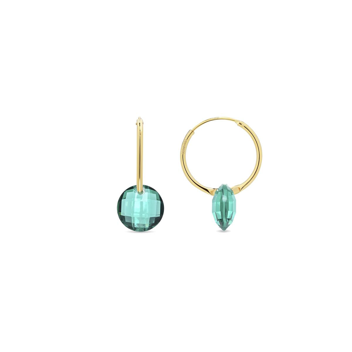 Paraiba Green Hydrothermal Quartz Earrings in 18k Yellow Gold Finish - Jafam