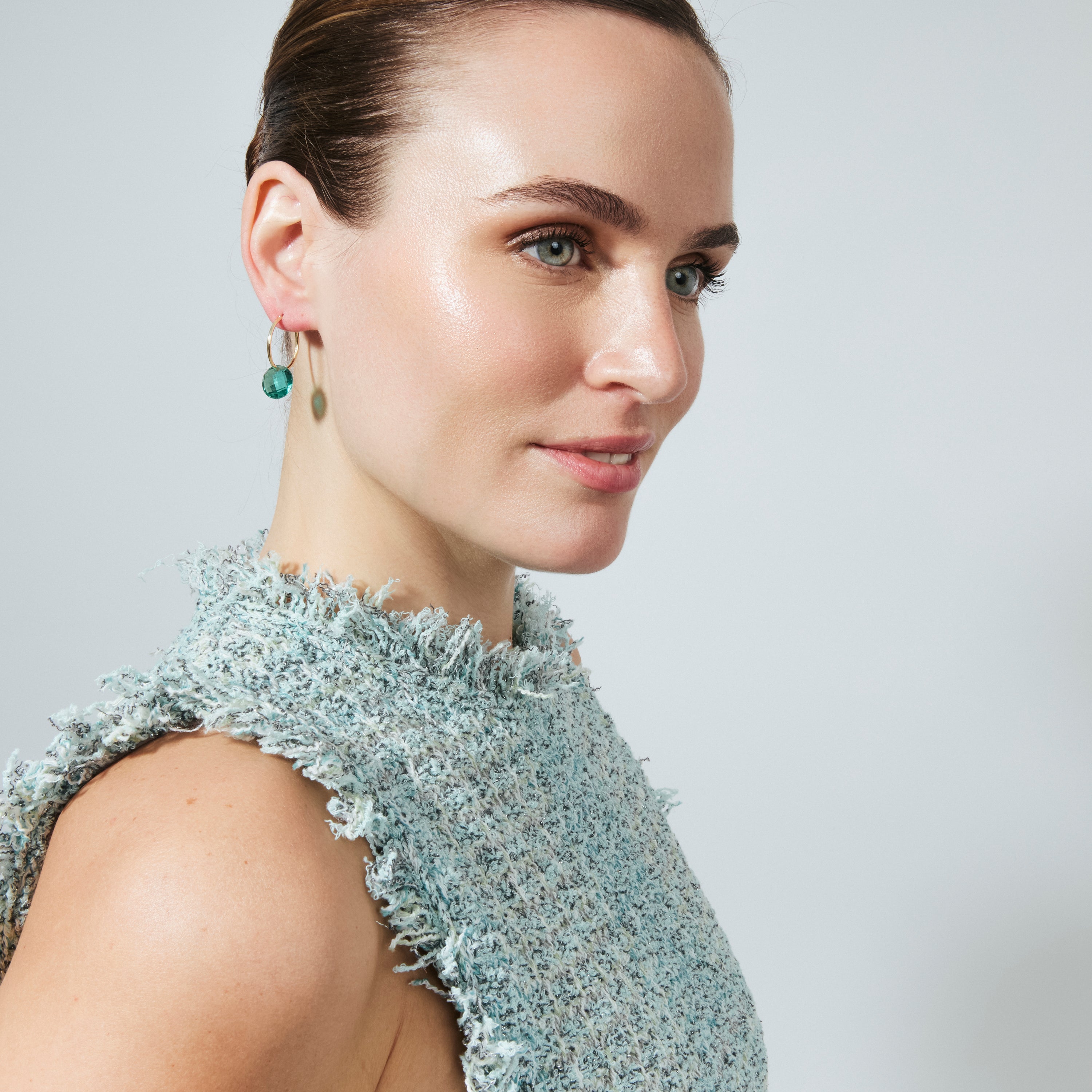 Paraiba Green Hydrothermal Quartz Earrings in 18k Yellow Gold Finish - Jafam