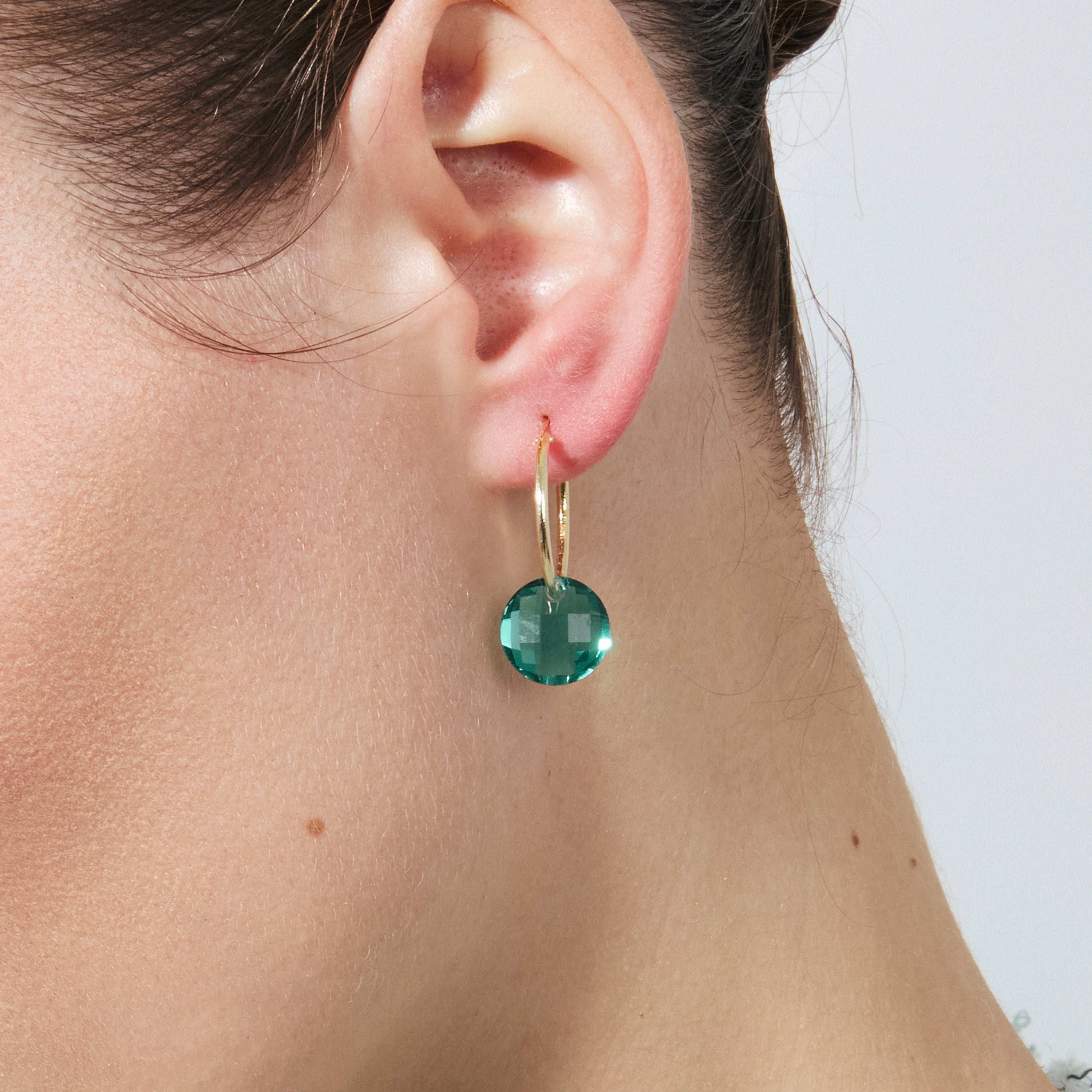 Paraiba Green Hydrothermal Quartz Earrings in 18k Yellow Gold Finish - Jafam