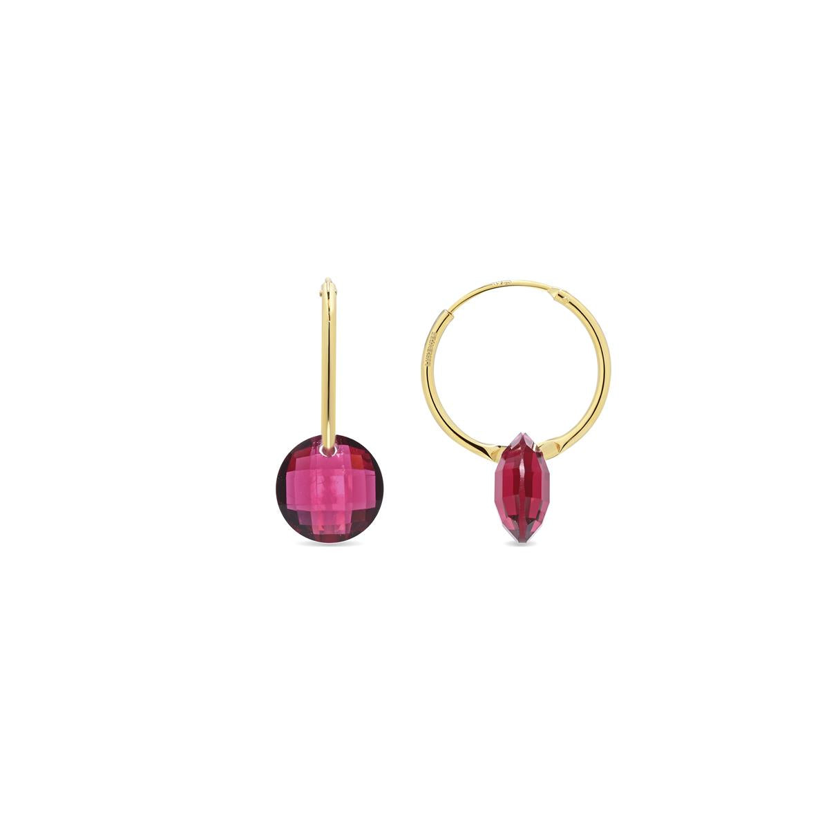 Raspberry Hydrothermal Quartz Earrings in 18k yellow gold finish - Jafam