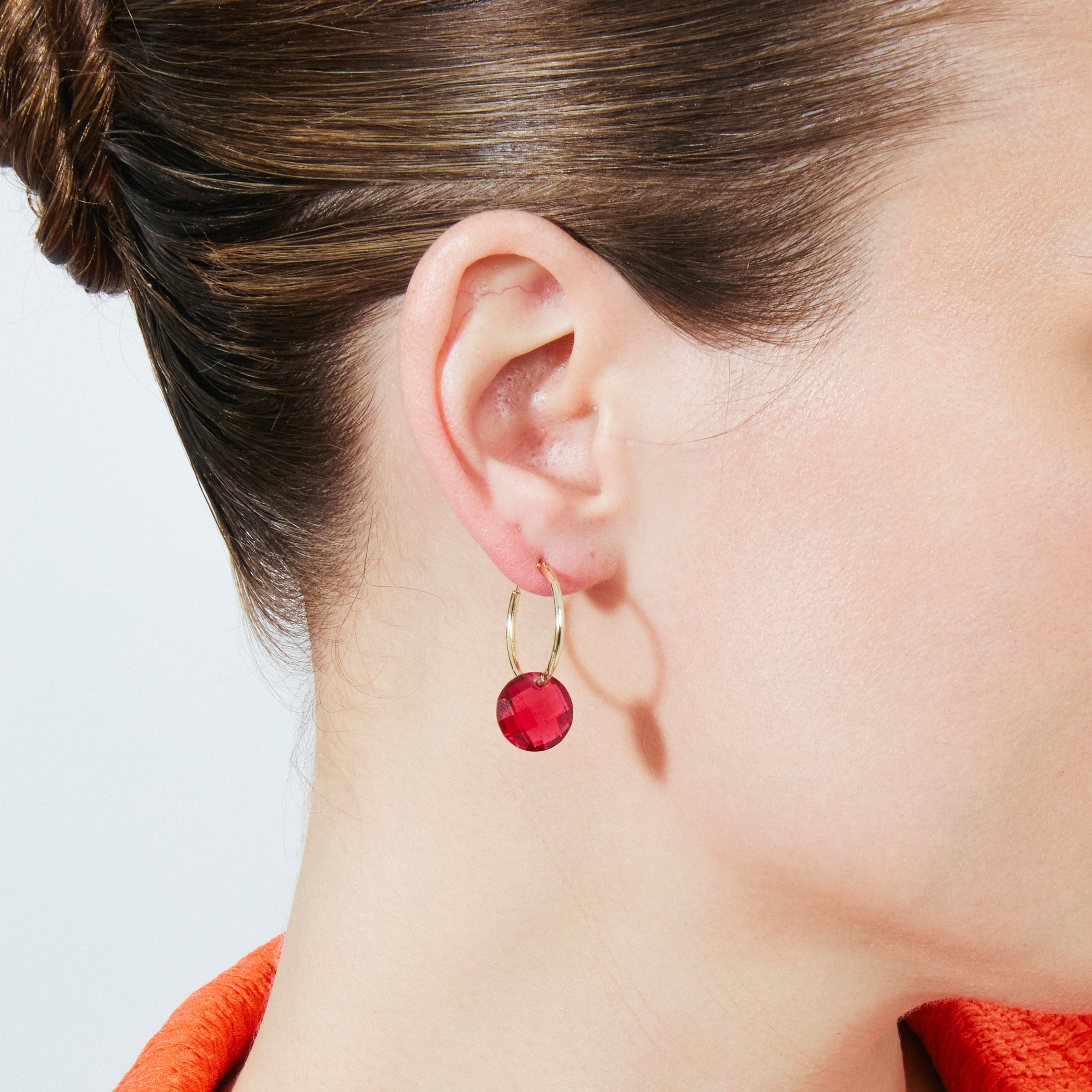 Raspberry Hydrothermal Quartz Earrings in 18k yellow gold finish - Jafam