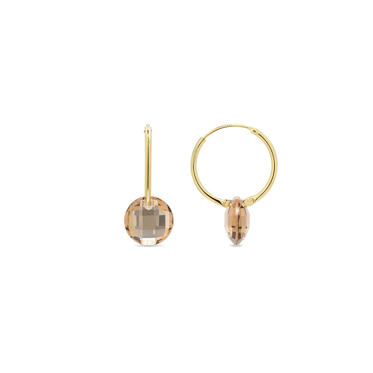 18k yellow gold finish Champagne Hydrothermal Quartz Earrings - Jafam