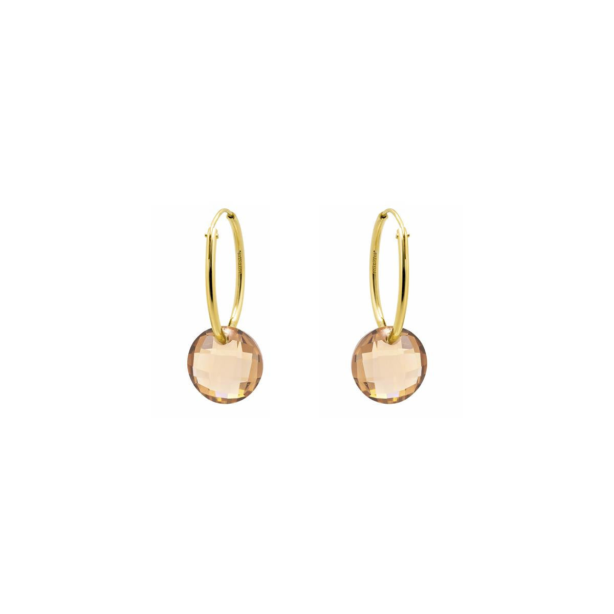 18k yellow gold finish Champagne Hydrothermal Quartz Earrings - Jafam