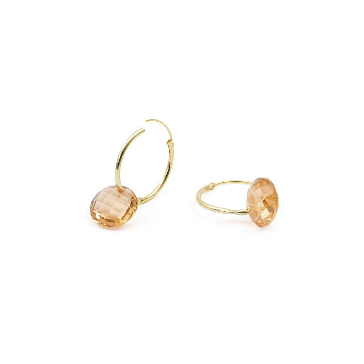 18k yellow gold finish Champagne Hydrothermal Quartz Earrings - Jafam
