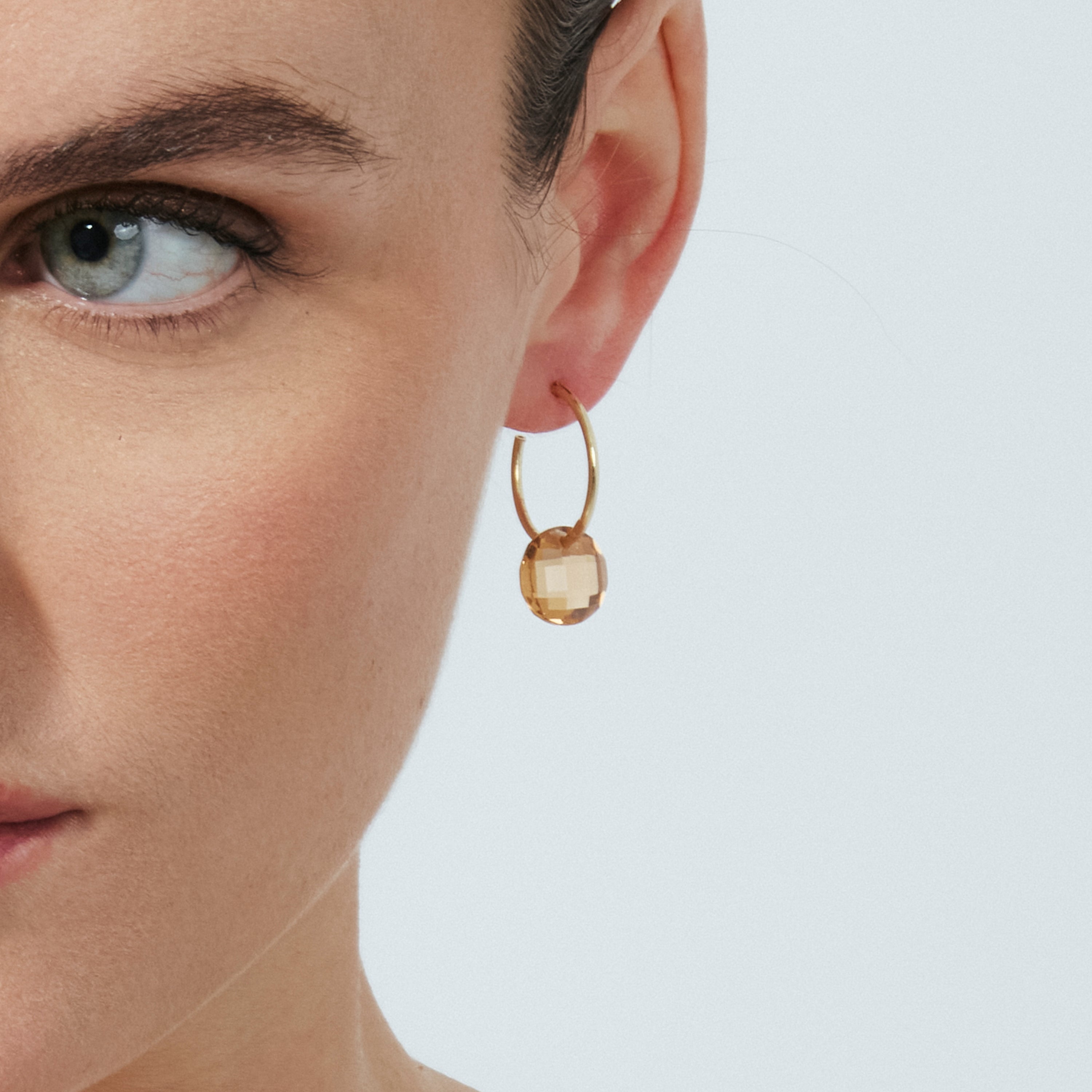 18k yellow gold finish Champagne Hydrothermal Quartz Earrings - Jafam