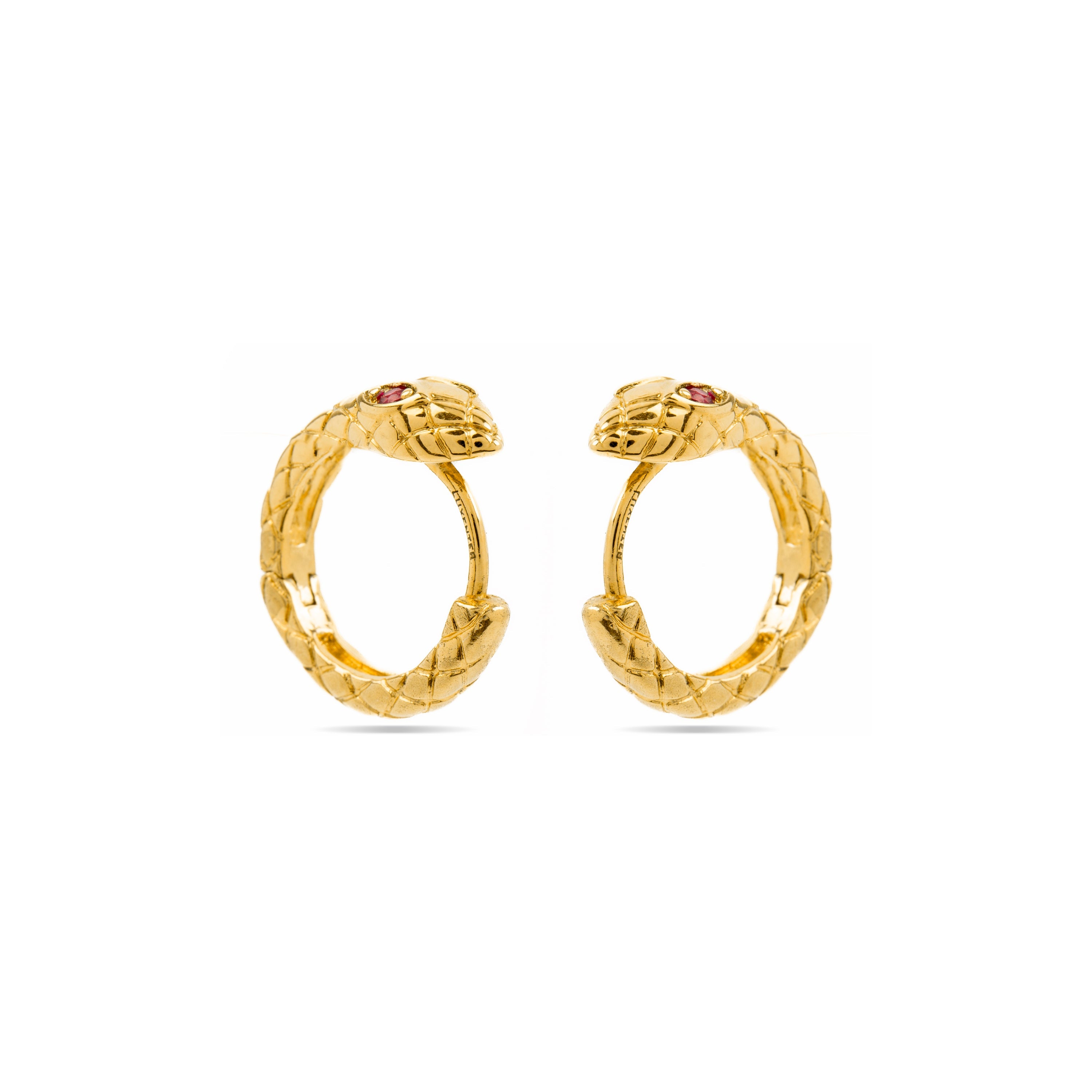 Ruby Zirconia Earrings Finished in 18K Yellow Gold - Madsi