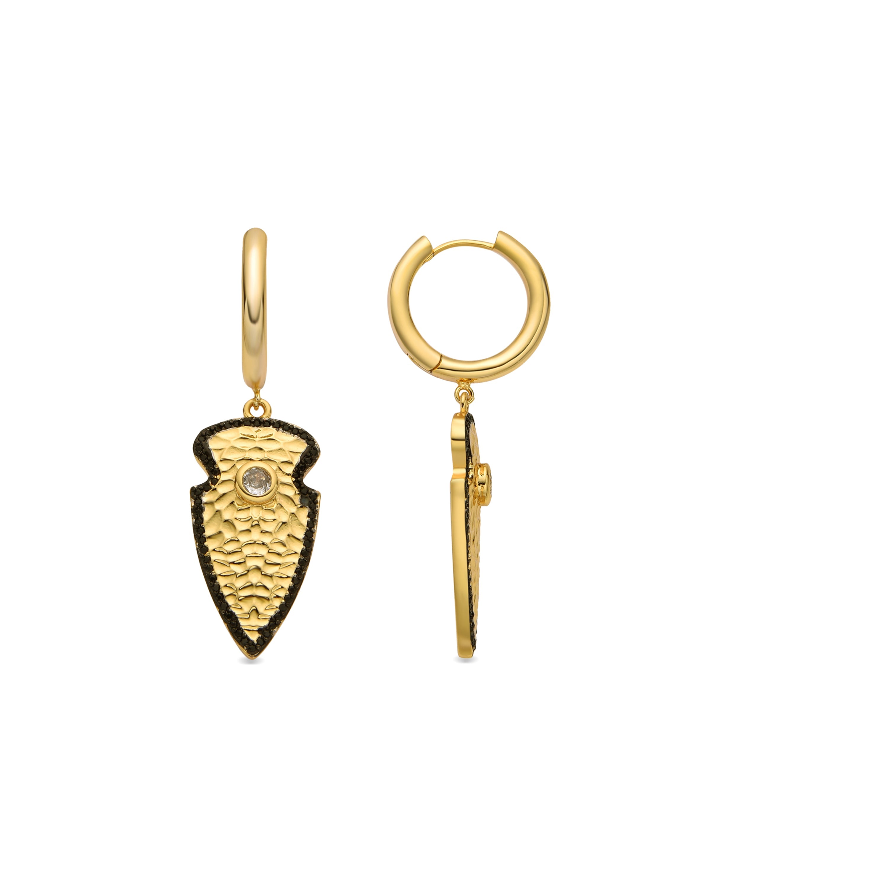 Earrings with brilliant zirconia, 18k gold finish - Otla