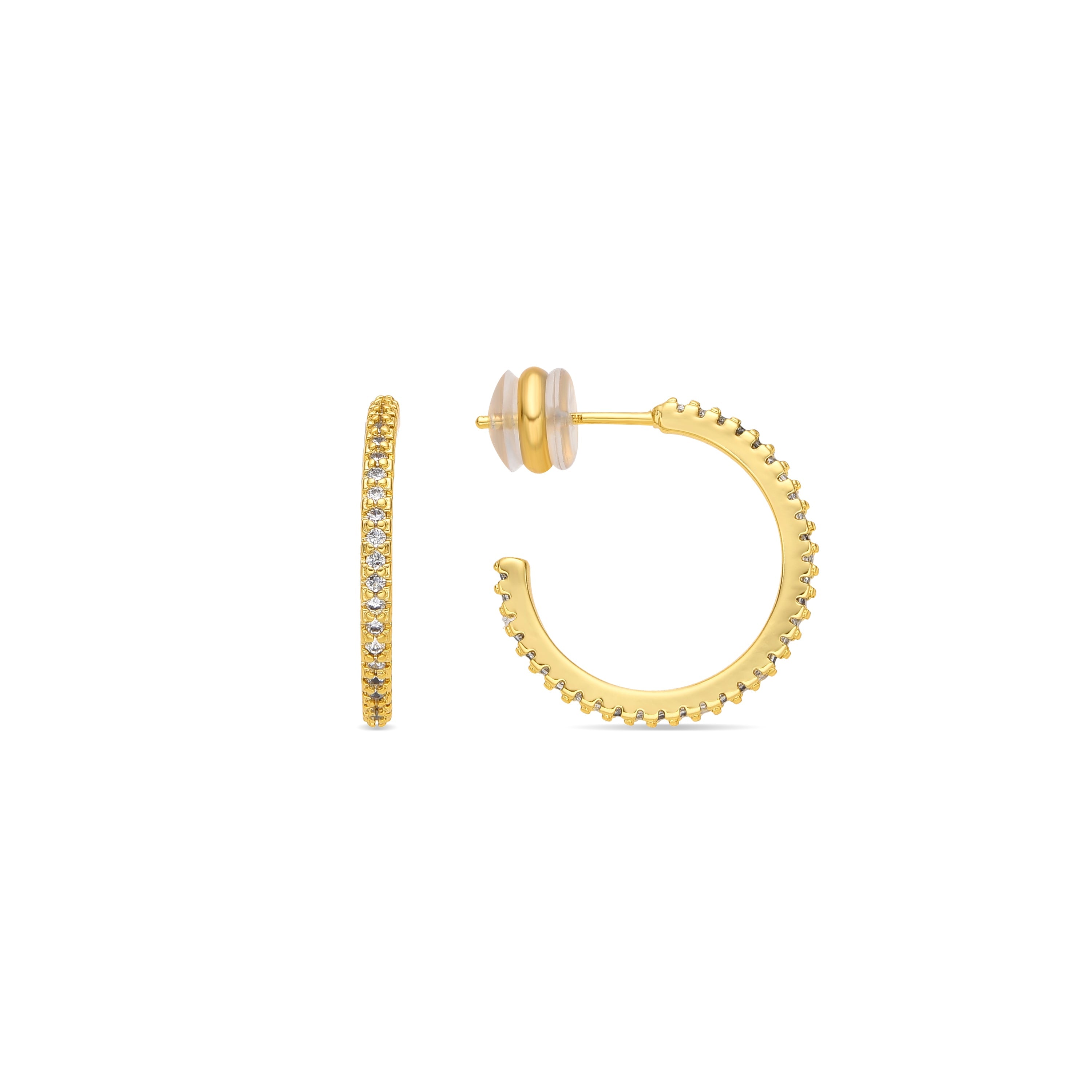 18k yellow gold finish earrings with brilliant zirconia - Koson