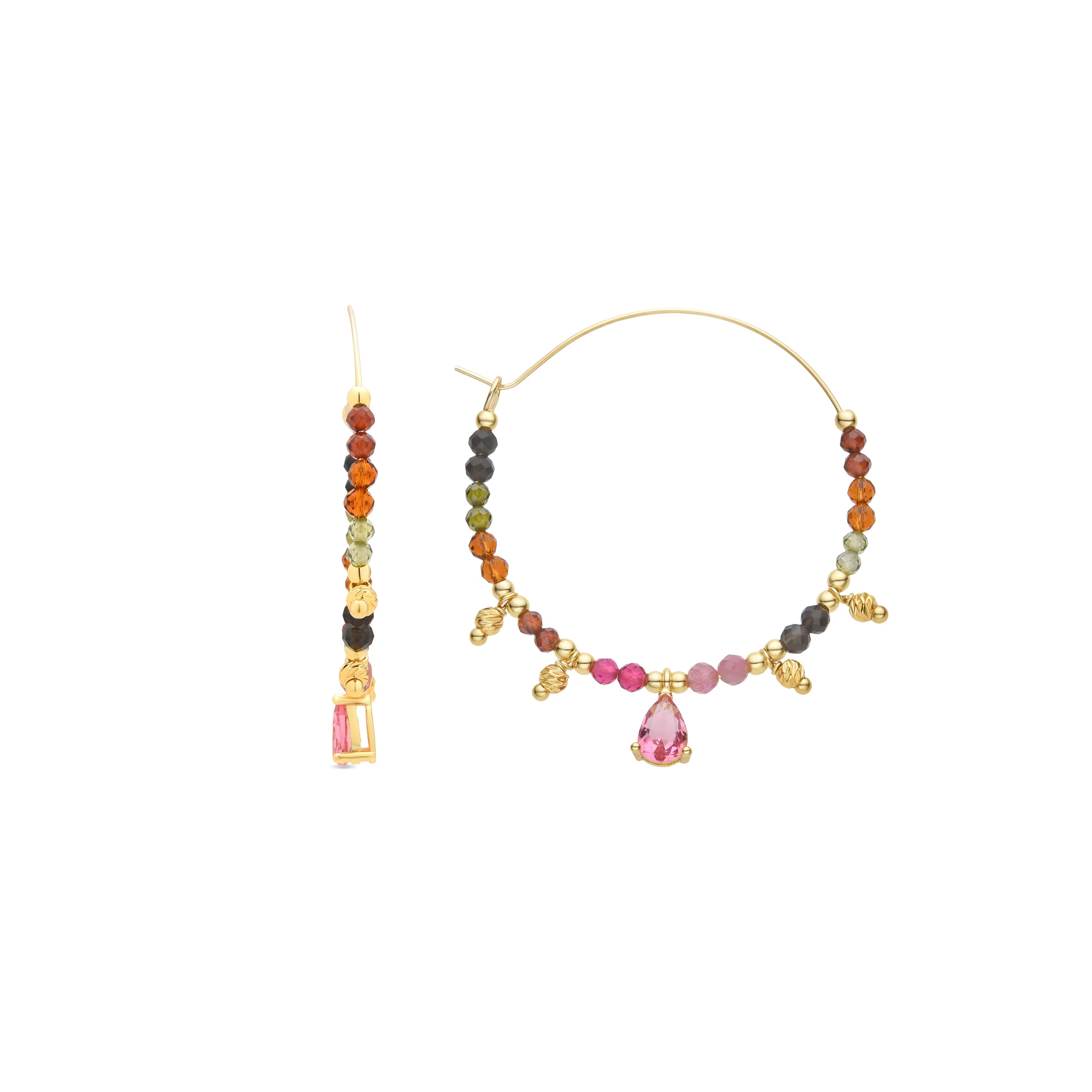 Multicolor Tourmaline Earrings Finished in 18K Yellow Gold - Baim