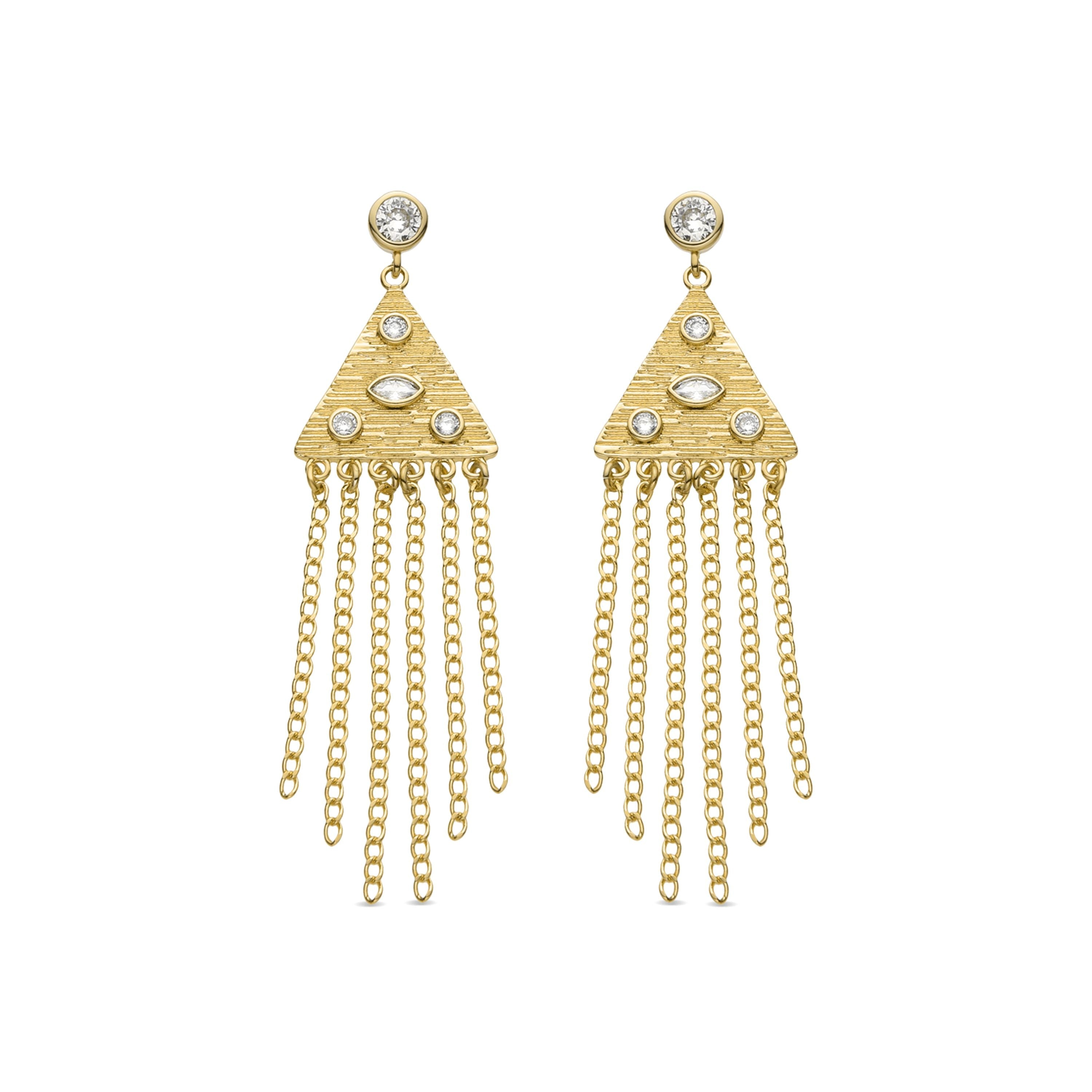 Brilliant Zirconia Earrings Finished in 18K Yellow Gold - Sufariz