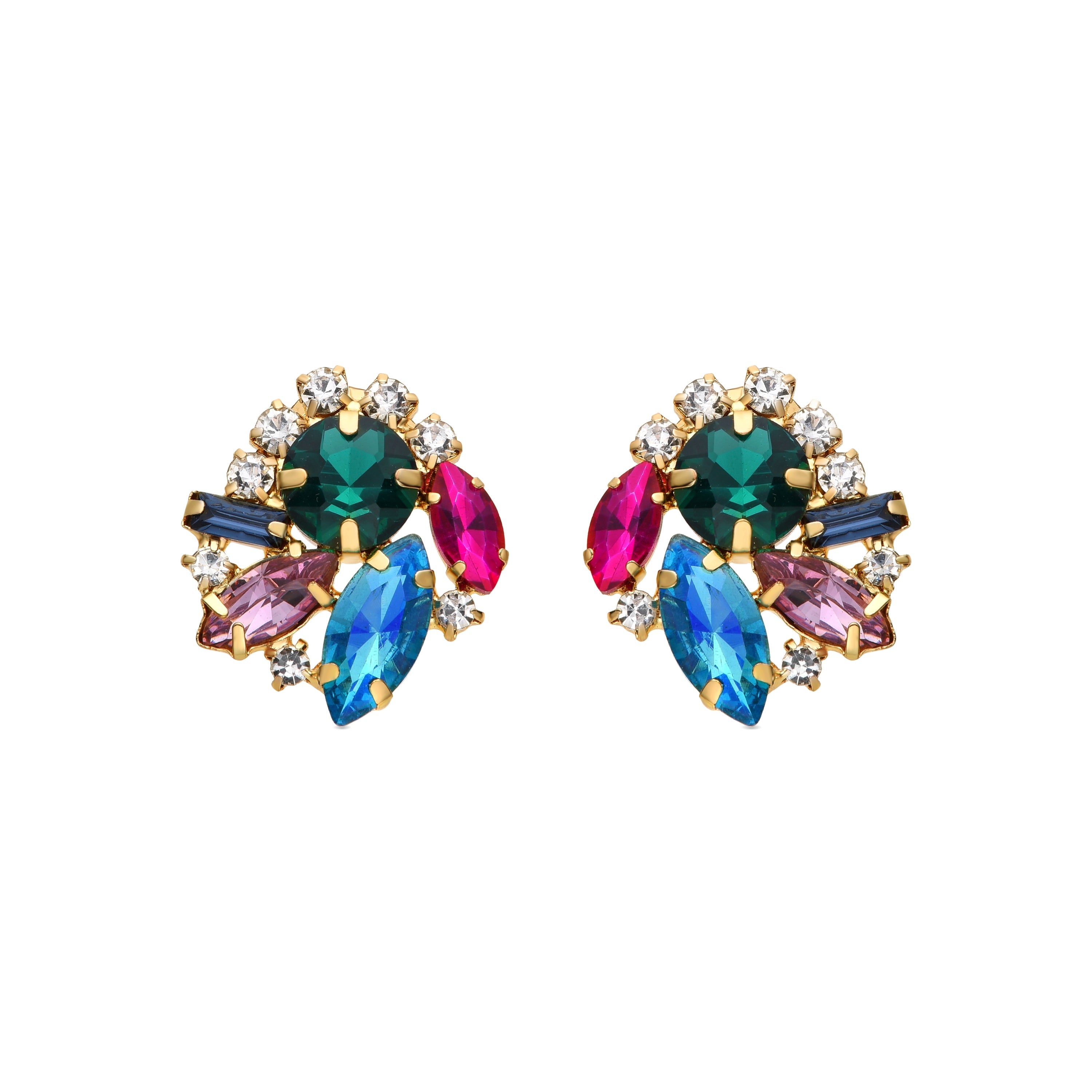 Blue Crystal Earrings finished in 18K yellow gold - Nyuva