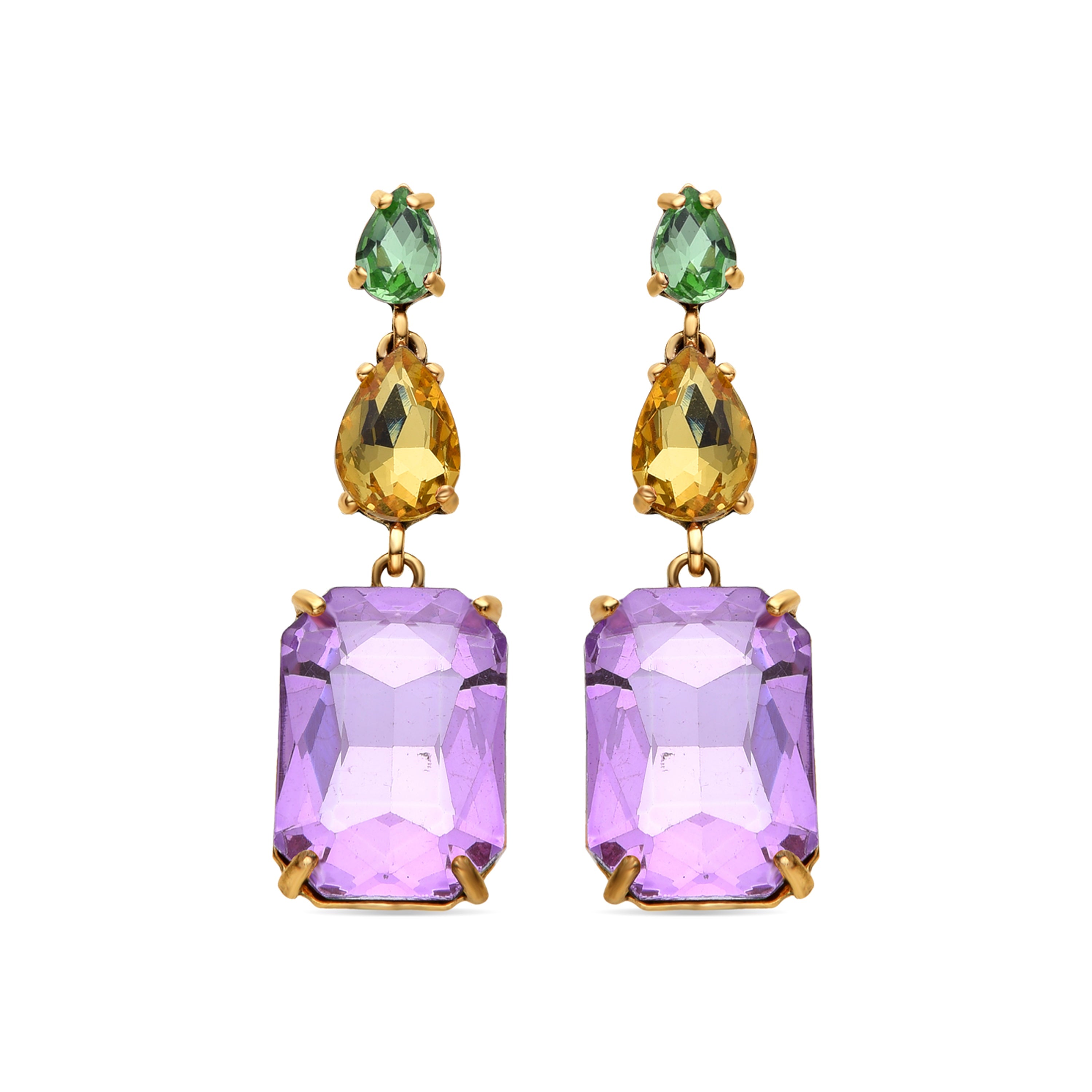 Purple Crystal Earrings finished in 18K yellow gold - Phiaqua