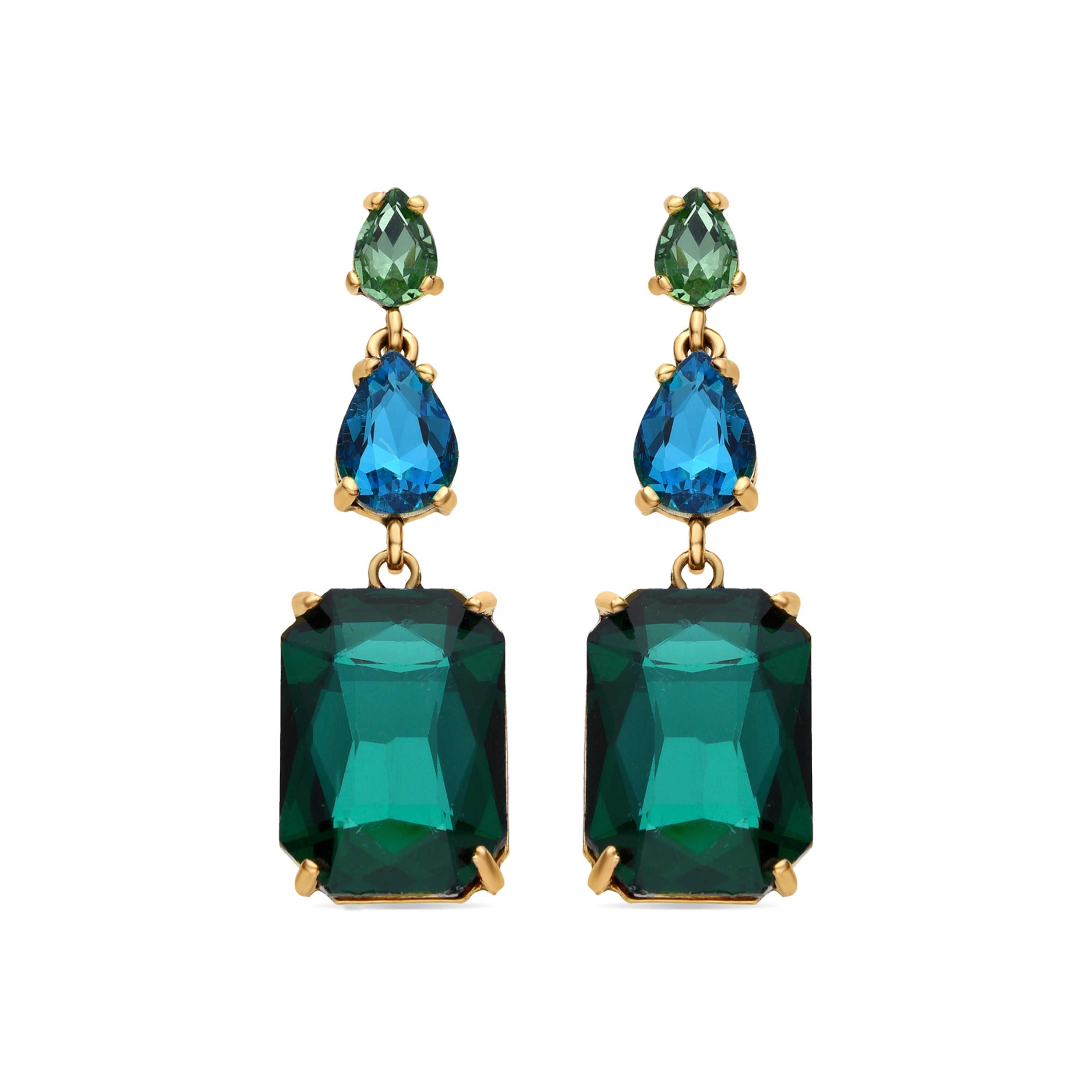 Green Crystal Earrings finished in 18K yellow gold - Lali
