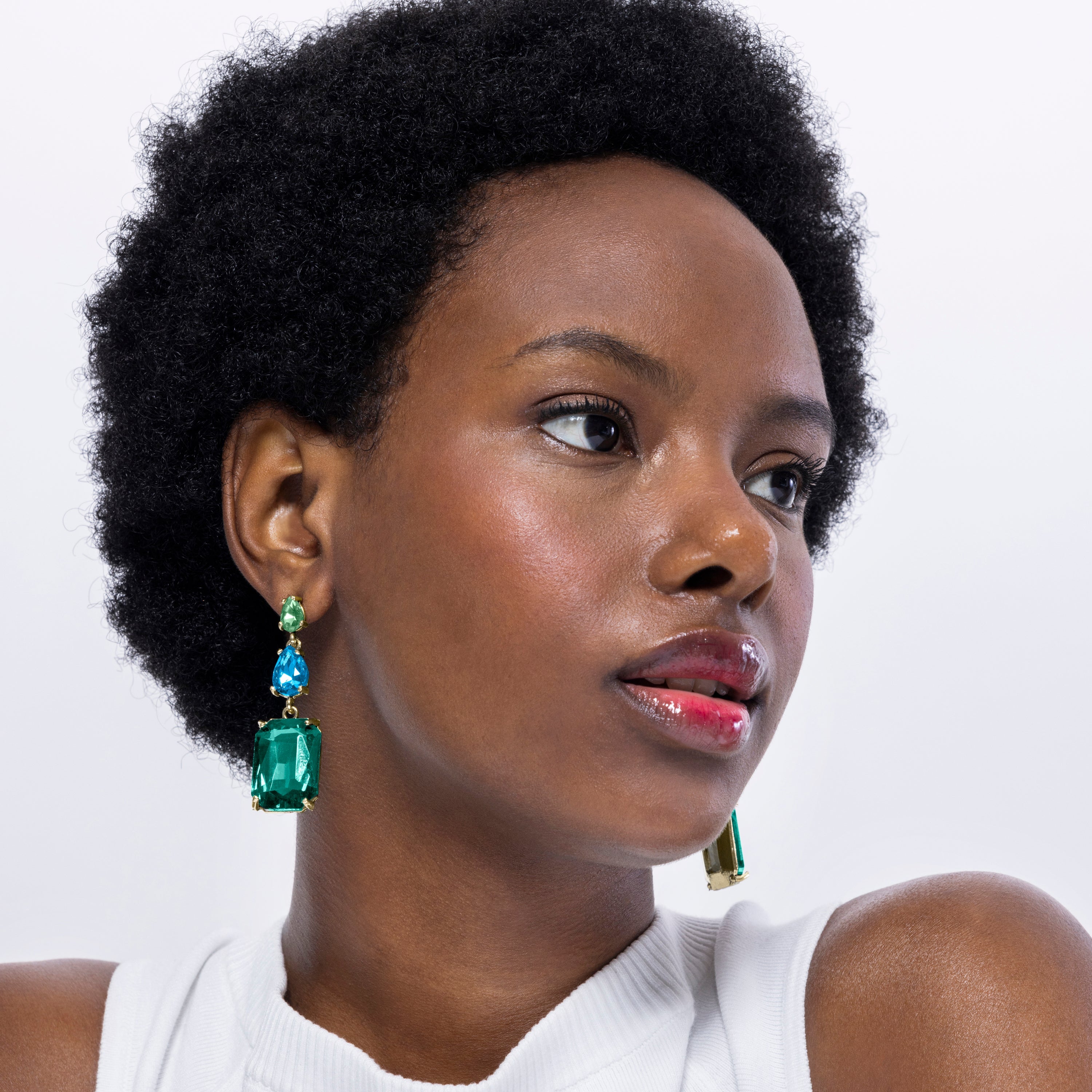 Green Crystal Earrings finished in 18K yellow gold - Lali