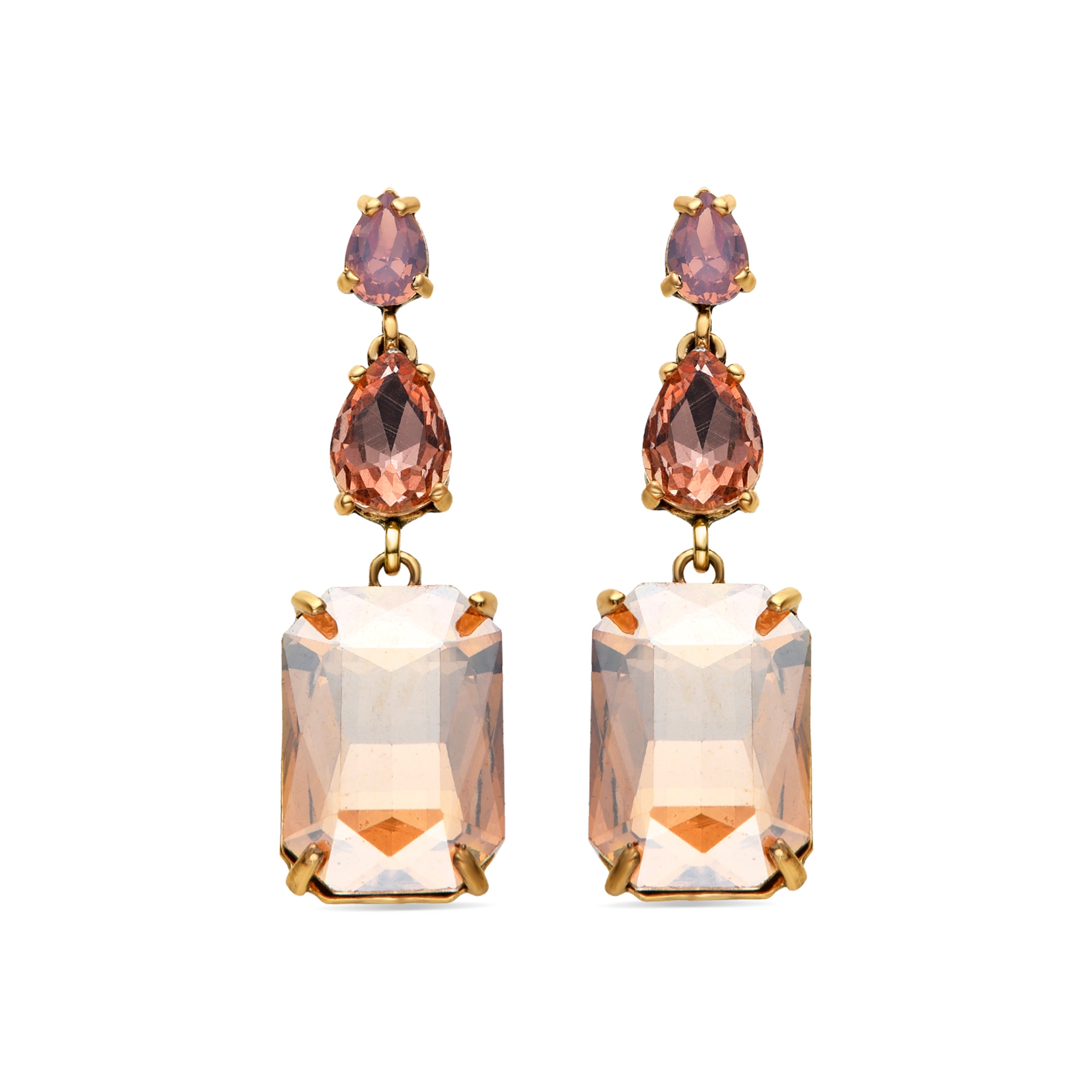 Multicolored Crystal Earrings finished in 18K yellow gold - Kiop