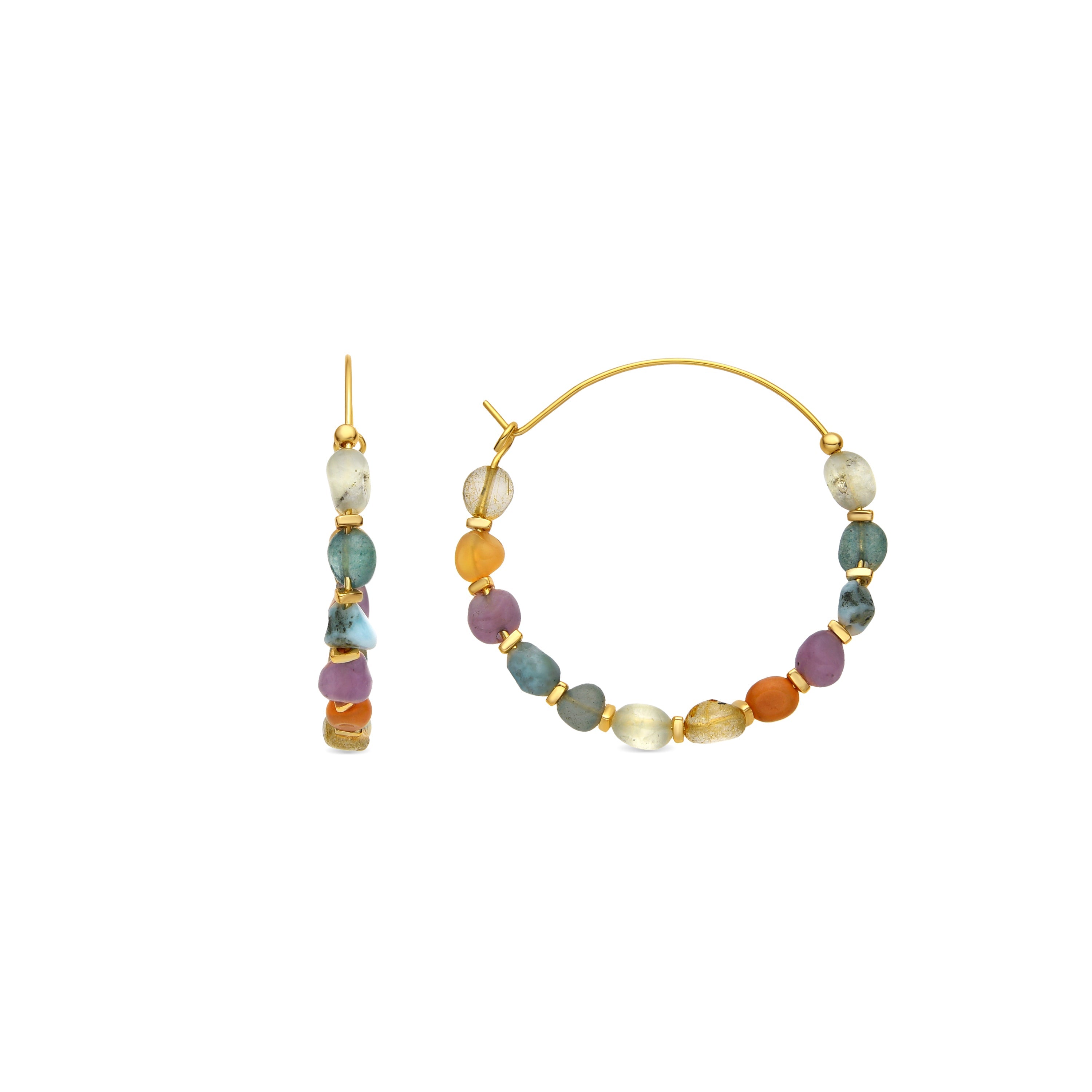 18k yellow gold finish earrings with multicolor natural stones - Terma