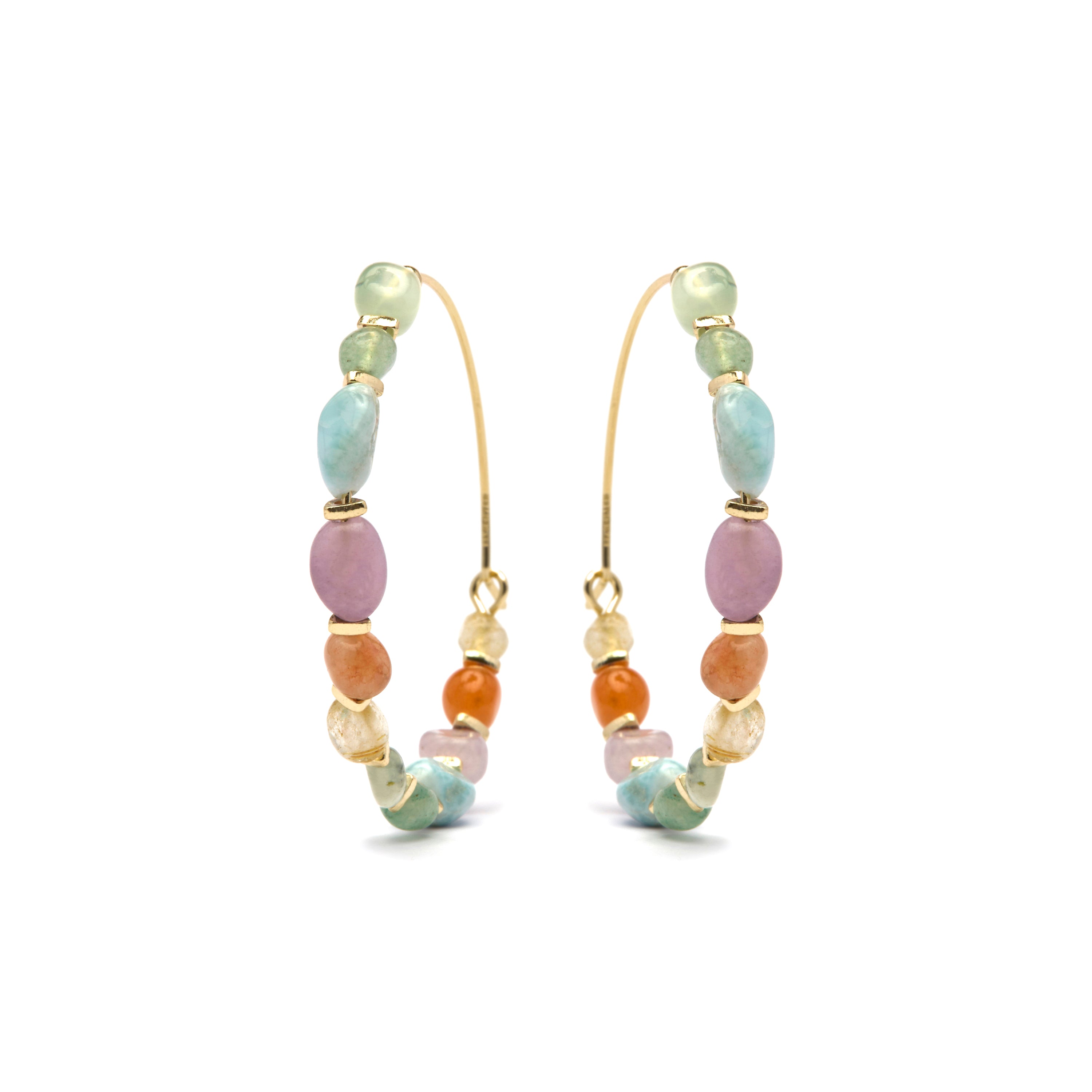 Pendientes acabado oro amarillo de 18k y Multicolor Piedra Natural - Terma