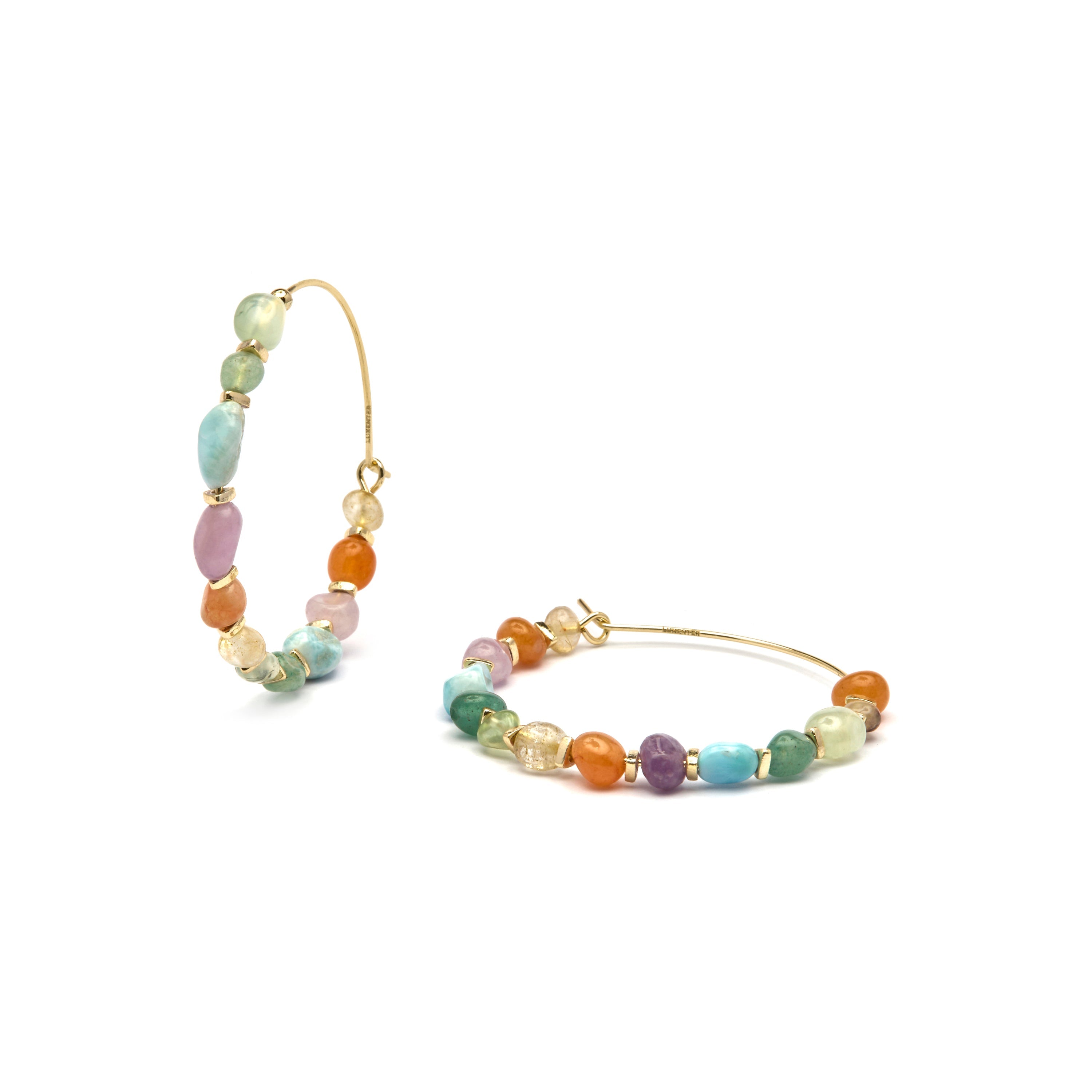Pendientes acabado oro amarillo de 18k y Multicolor Piedra Natural - Terma