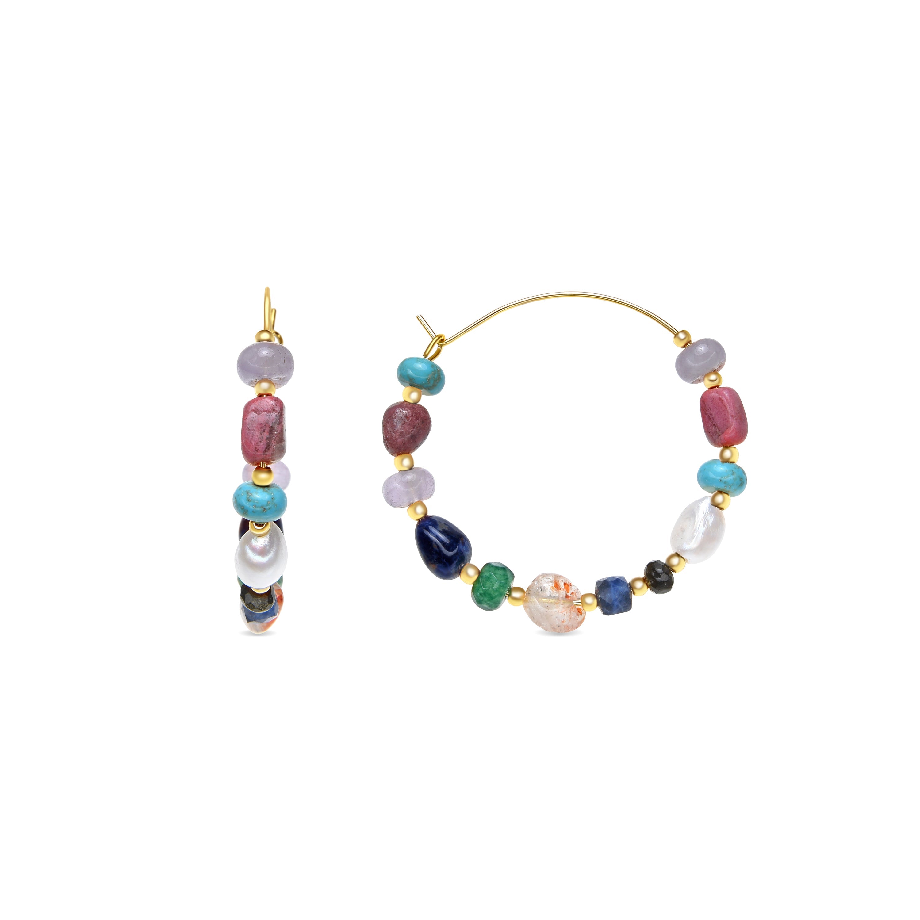 Pendientes acabado oro amarillo de 18k y Perla Blanca - Umavi