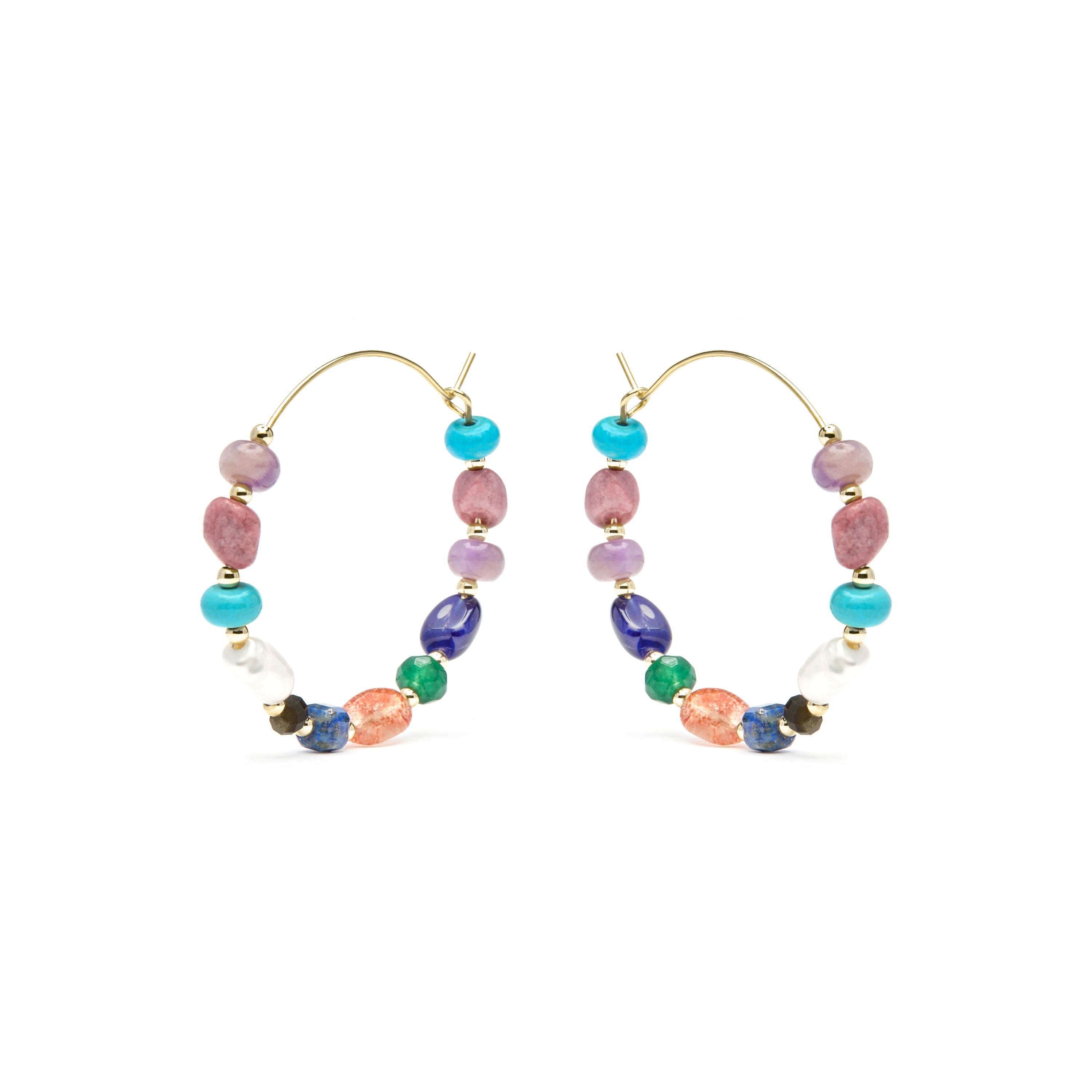 Pendientes acabado oro amarillo de 18k y Perla Blanca - Umavi