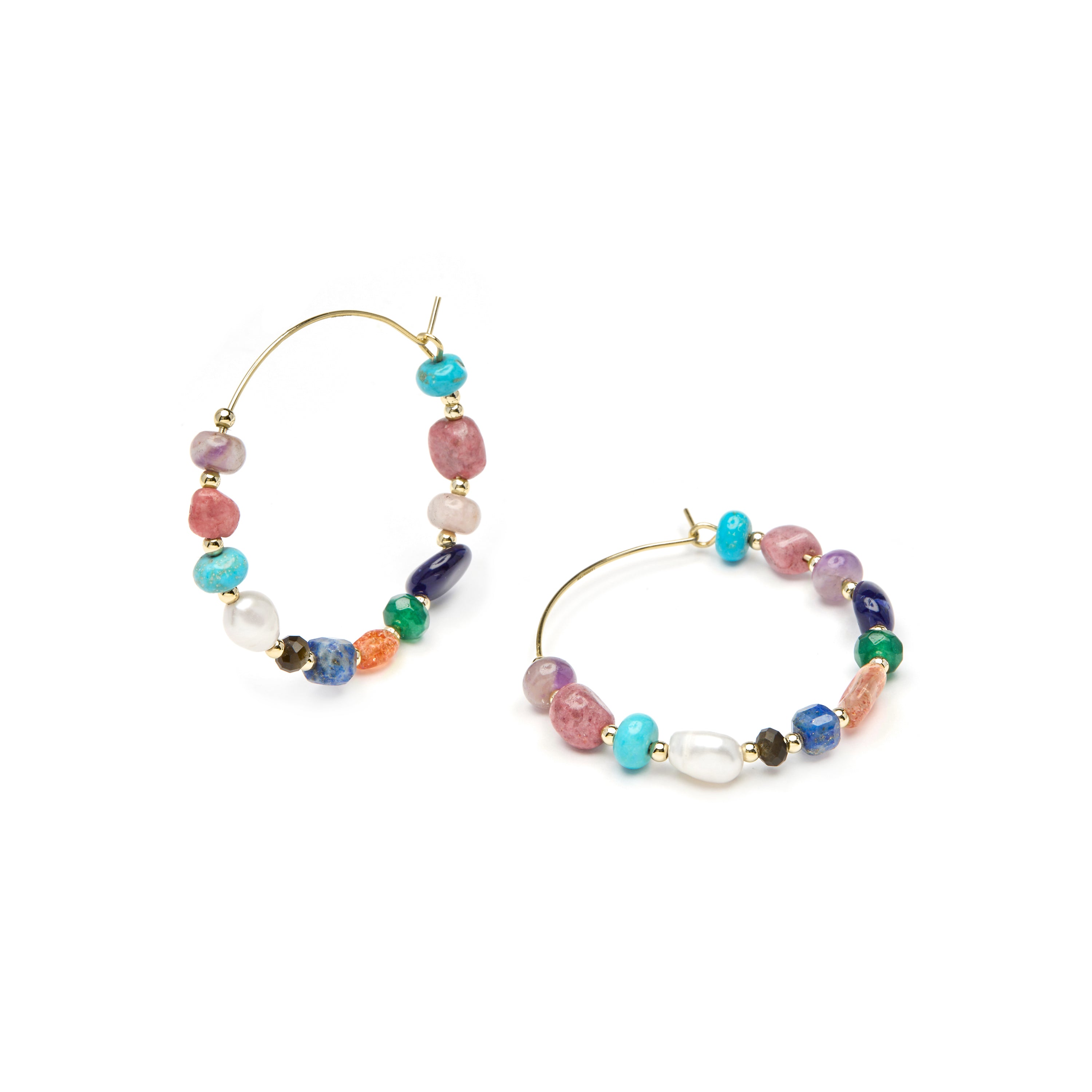Pendientes acabado oro amarillo de 18k y Perla Blanca - Umavi