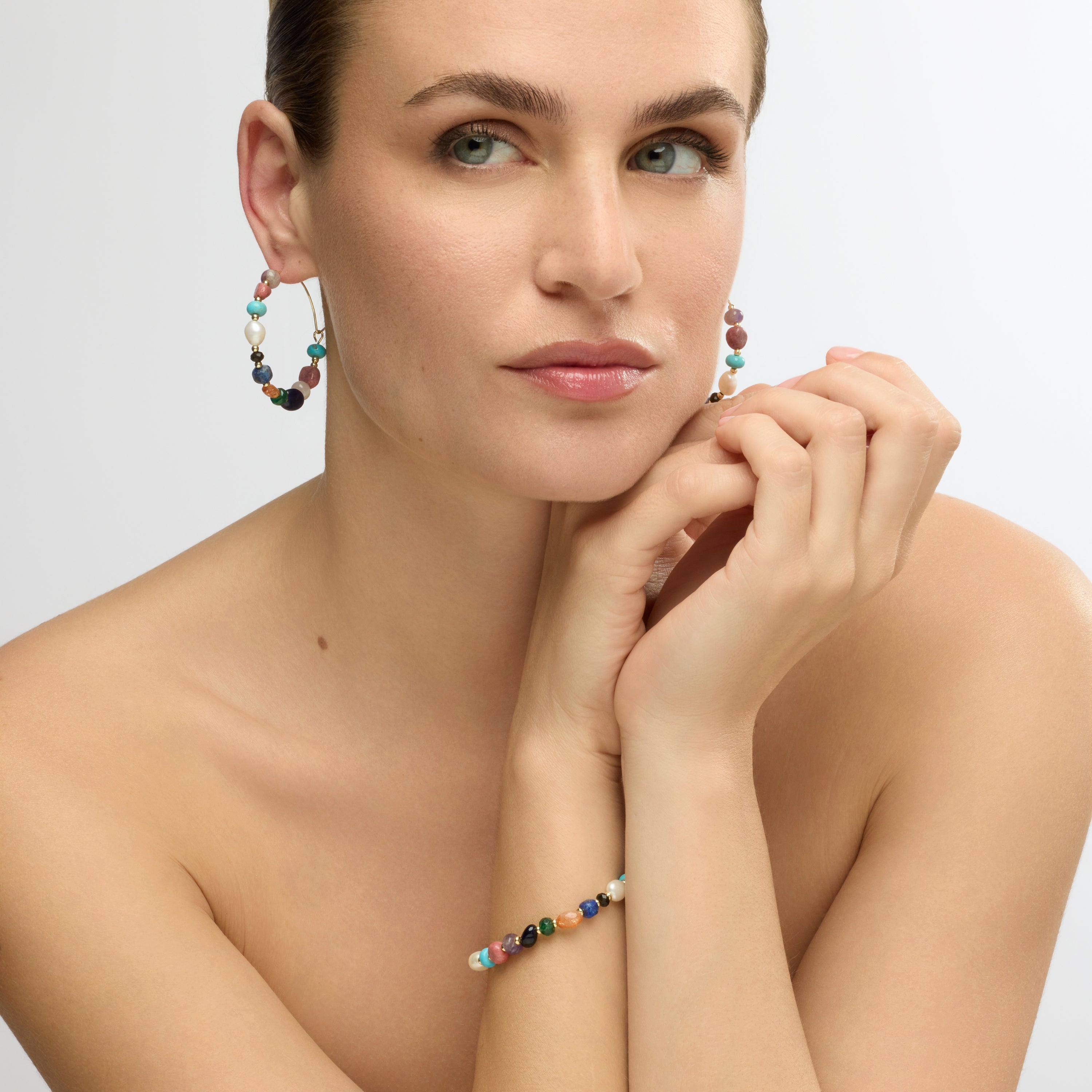 Pendientes acabado oro amarillo de 18k y Perla Blanca - Umavi
