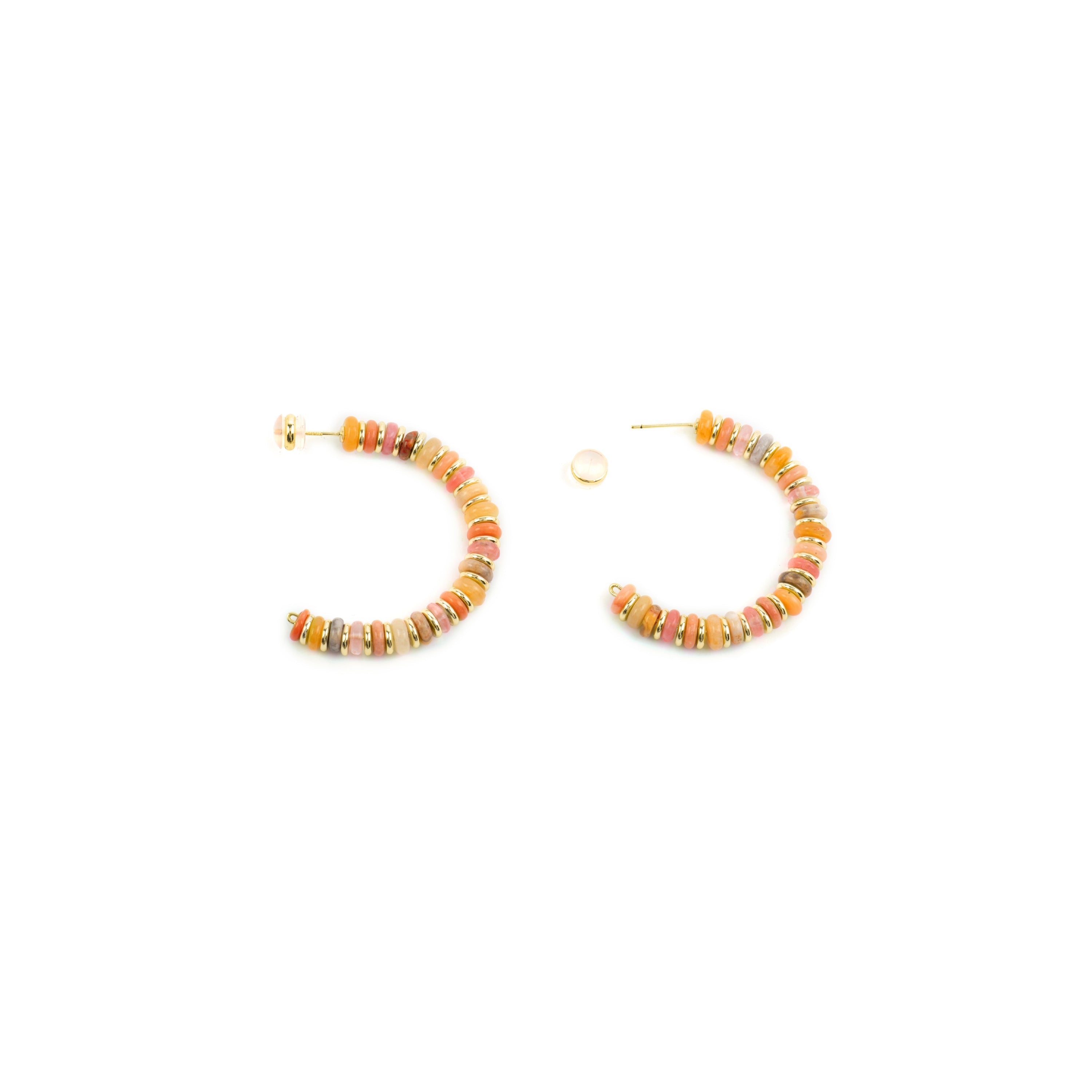 Brincos com acabamento em ouro amarelo 18k e Pedra Natural Multicolorida - Onisu