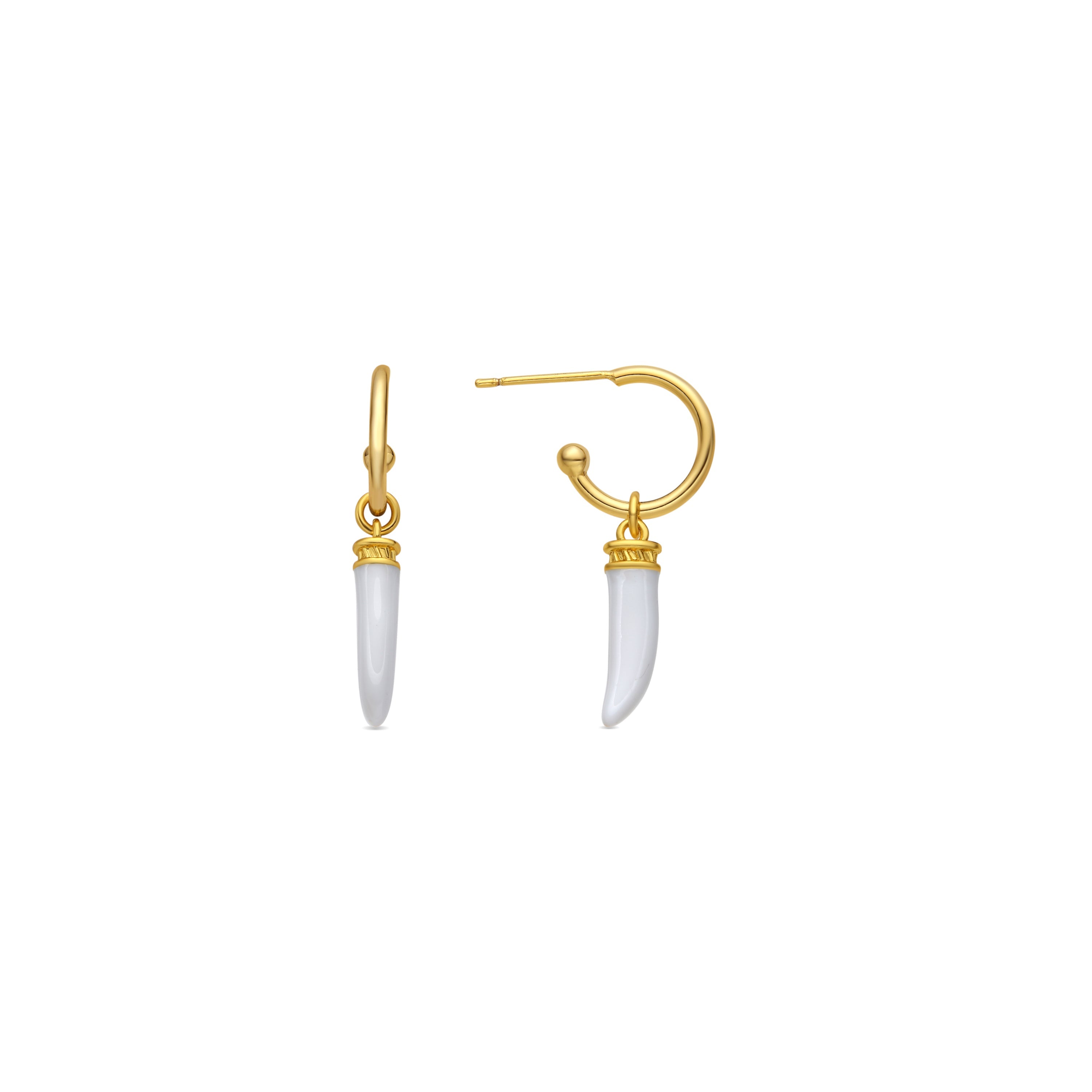 Brincos com acabamento em ouro amarelo 18k e Resina Creme - Khira