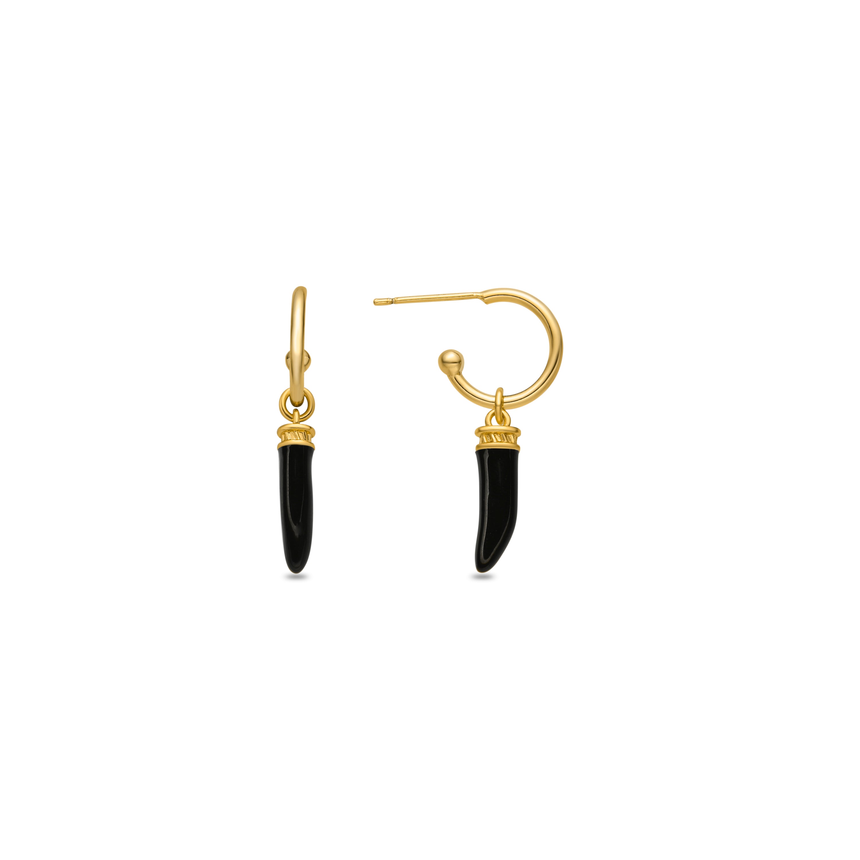 Pendientes acabado oro amarillo de 18k y Resina Negra - Khira