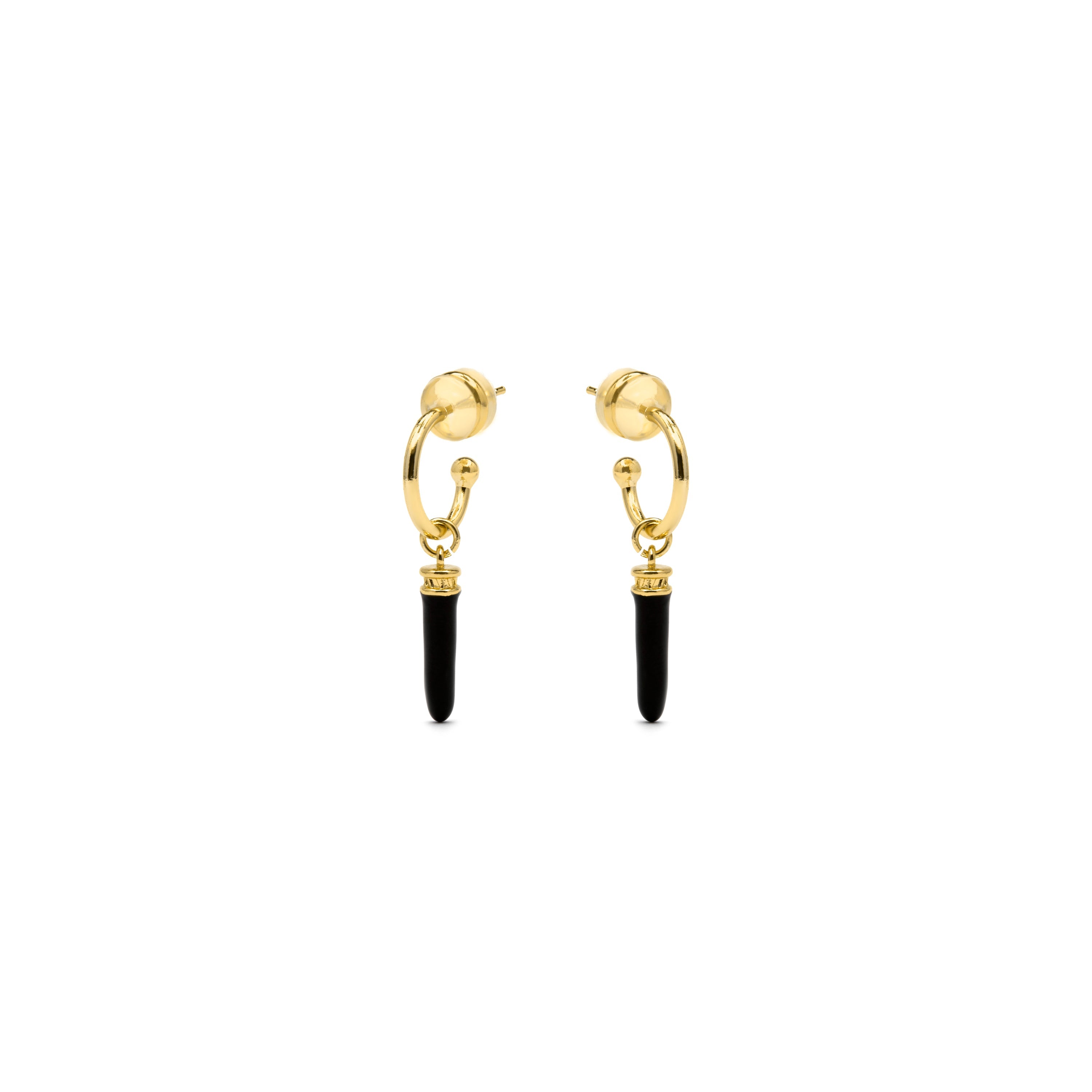 Pendientes acabado oro amarillo de 18k y Resina Negra - Khira