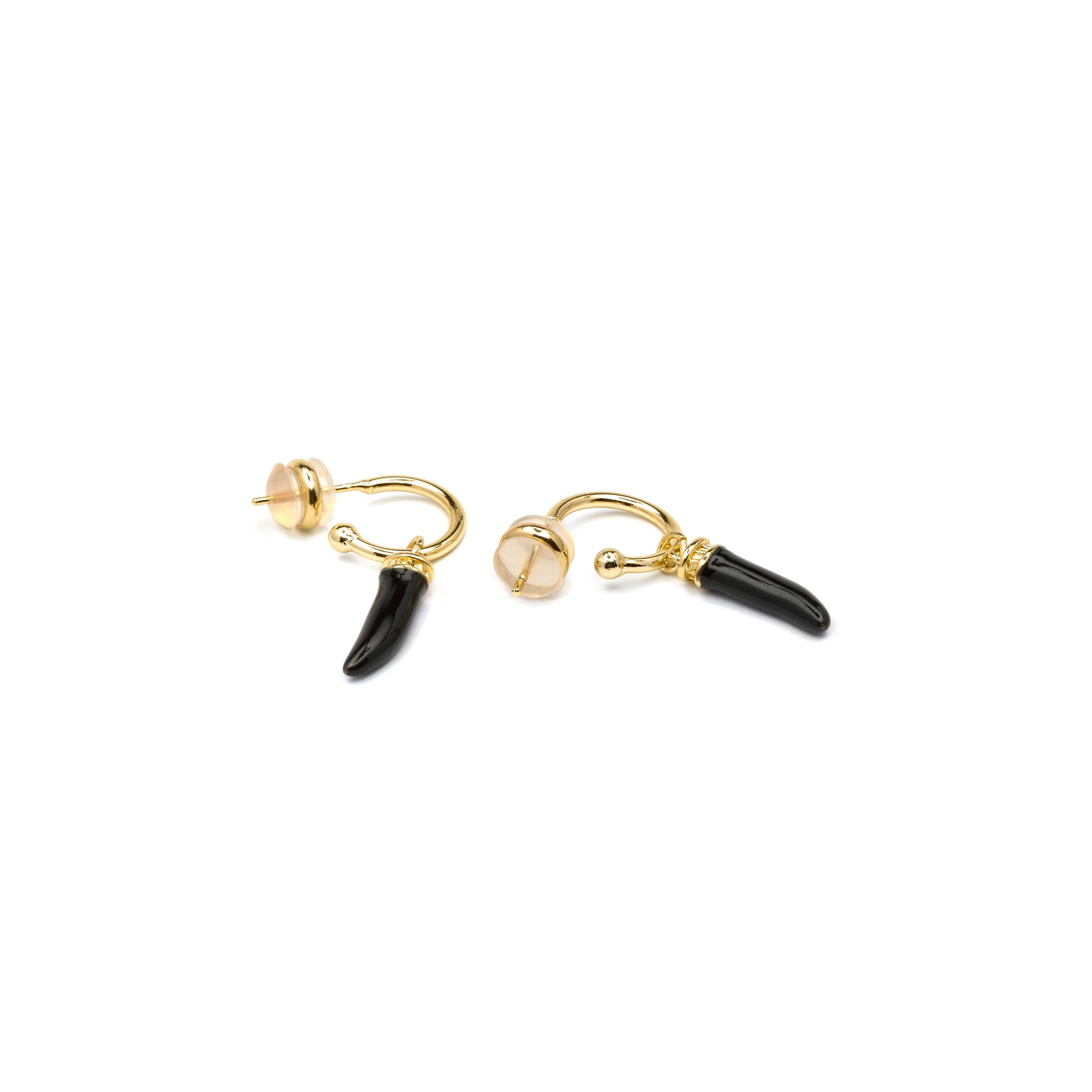 Pendientes acabado oro amarillo de 18k y Resina Negra - Khira