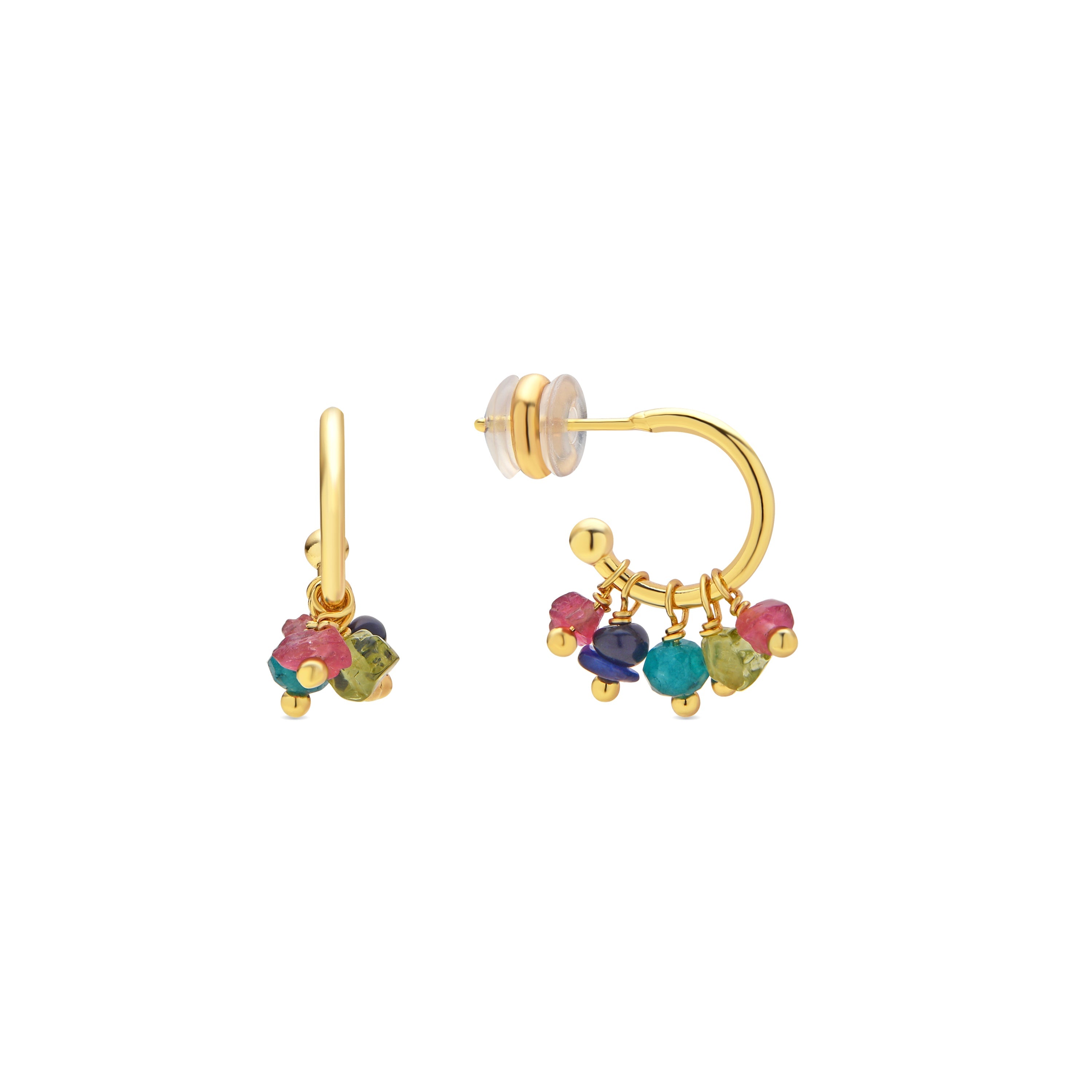 18k yellow gold finish earrings with multicolored natural stones - Onisu