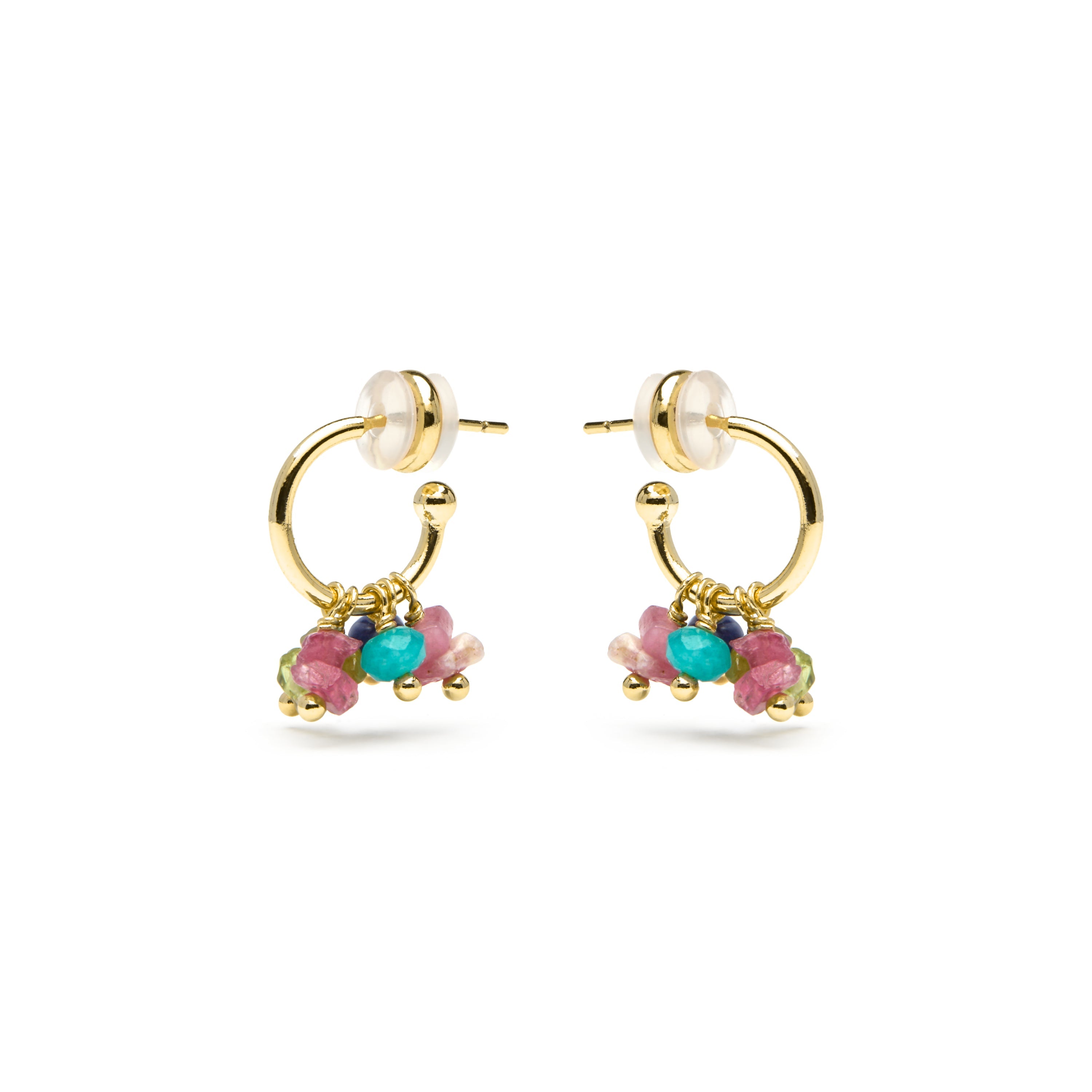 18k yellow gold finish earrings with multicolored natural stones - Onisu