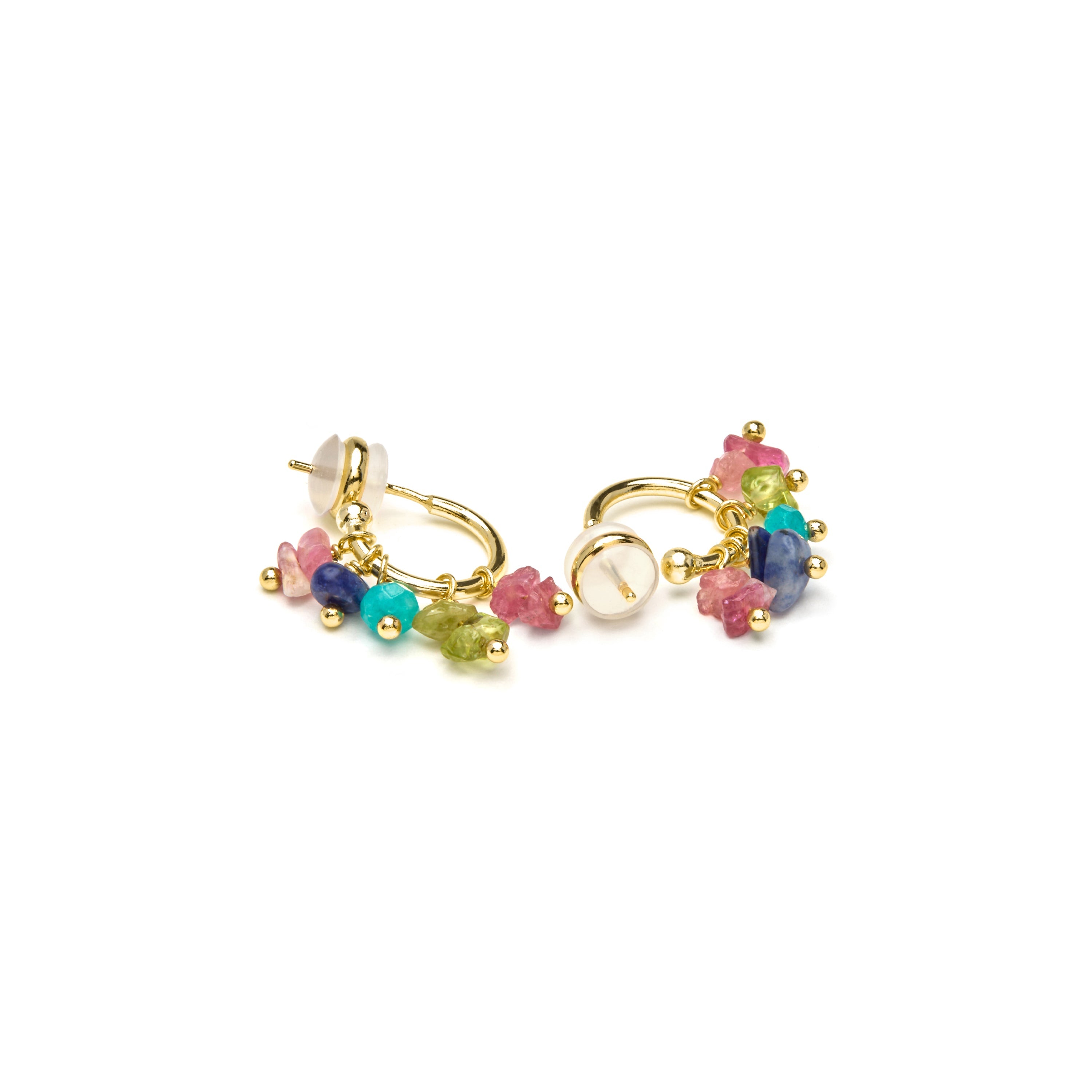 18k yellow gold finish earrings with multicolored natural stones - Onisu