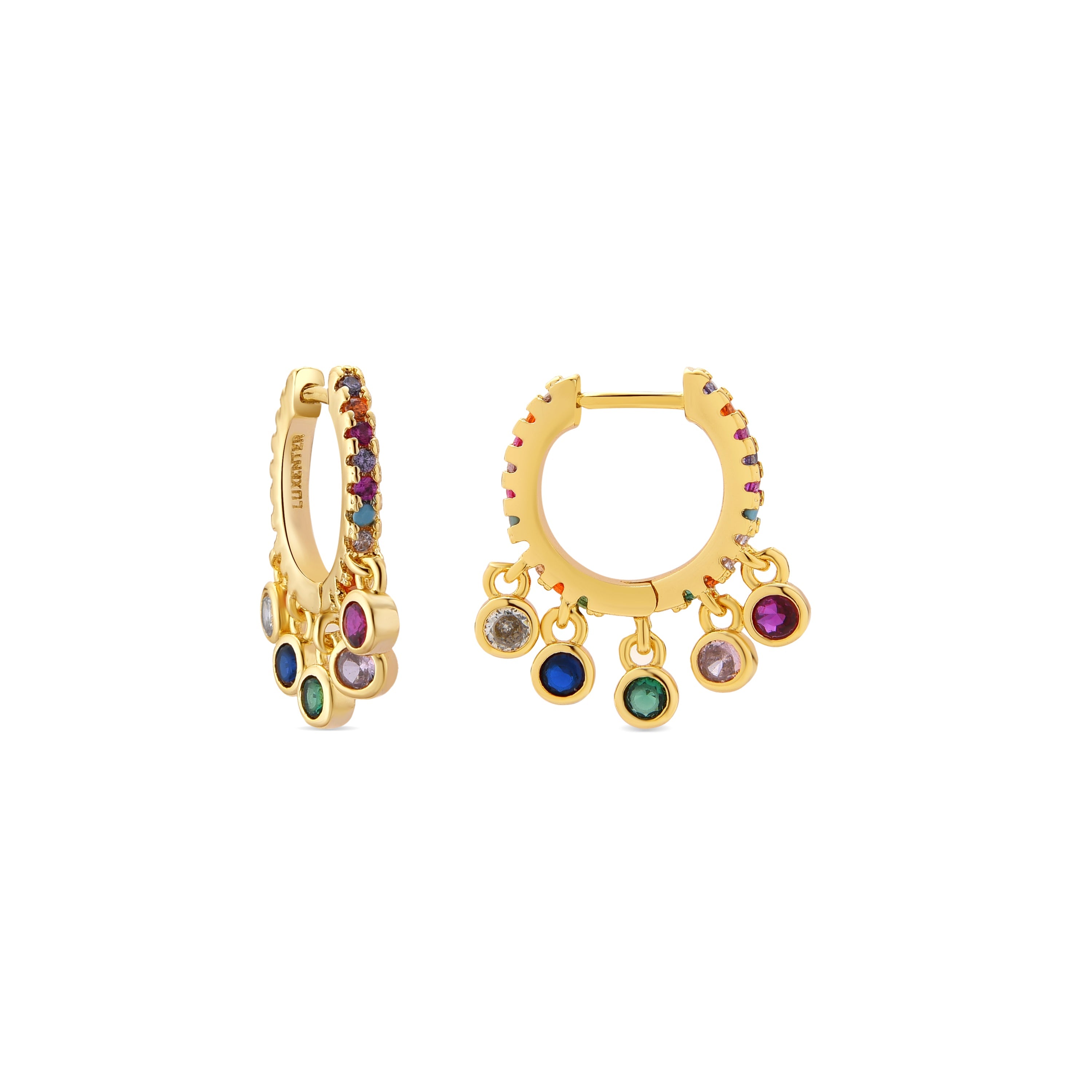 18k yellow gold finish earrings with multicolored zirconia - Yaskim