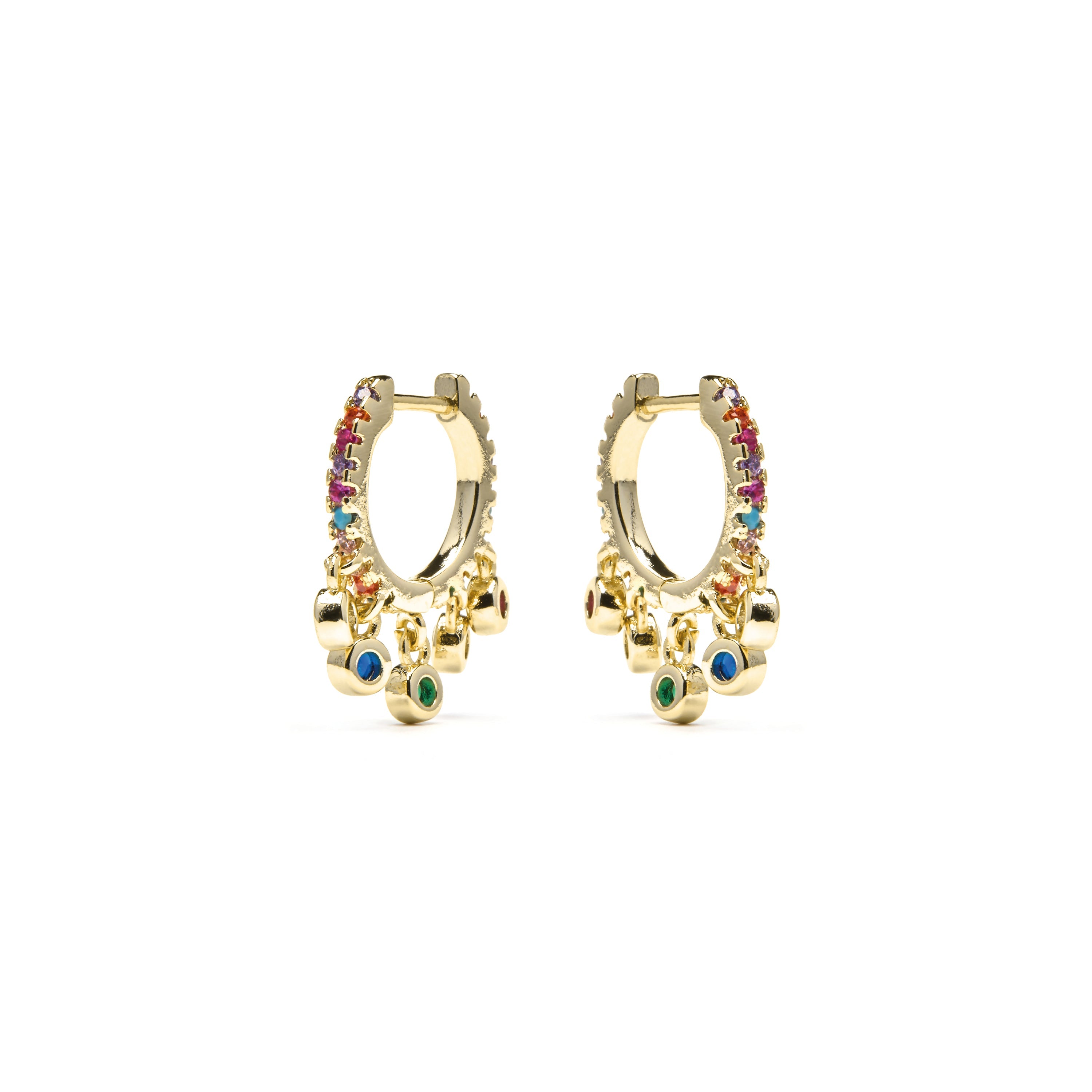 Pendientes acabado oro amarillo de 18k y Circonita Multicolor - Yaskim